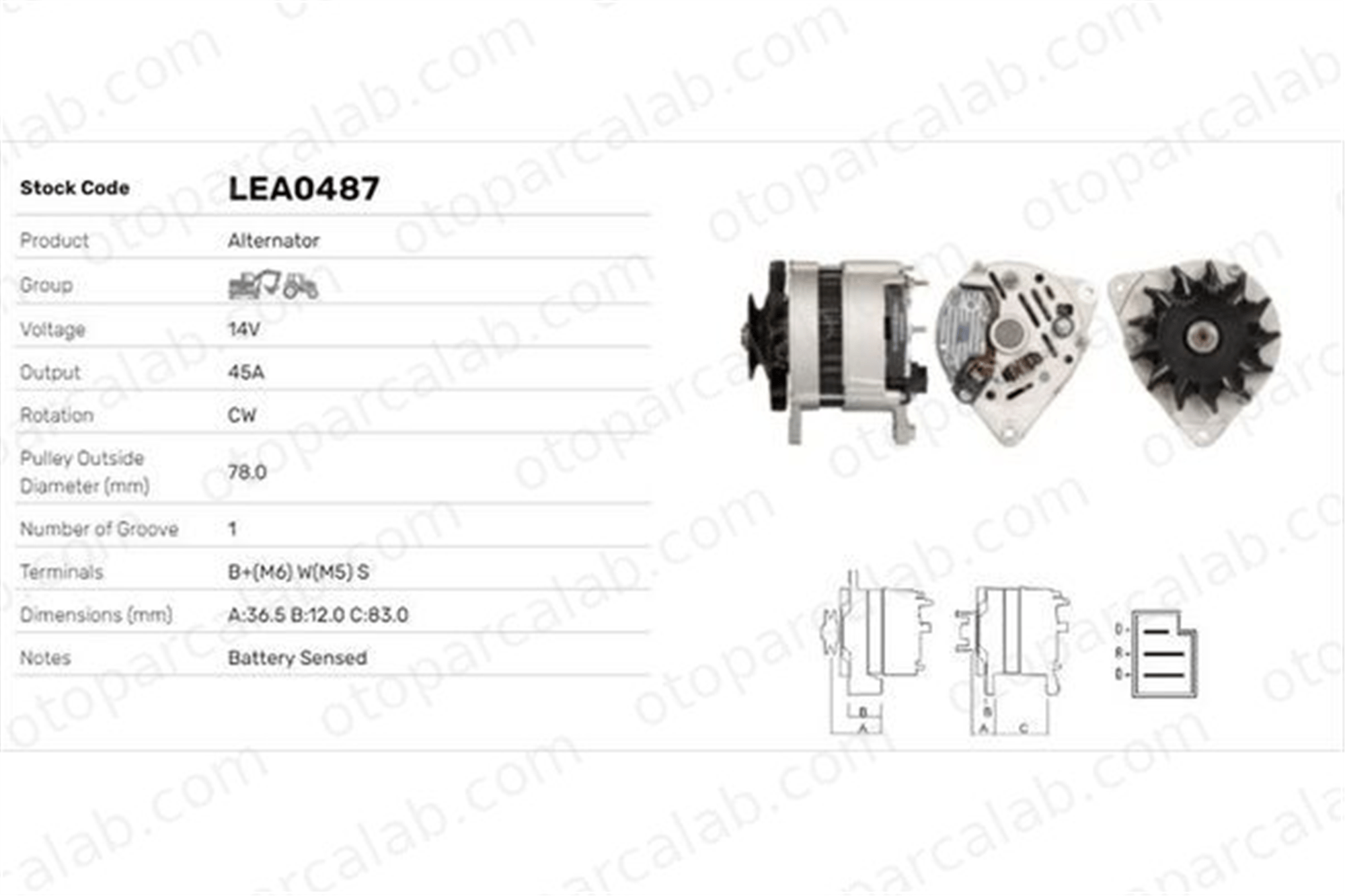 LUCAS ELEKTRIK LEA0487 Alternatör FORD F-LINE Cargo 3961474 82857207