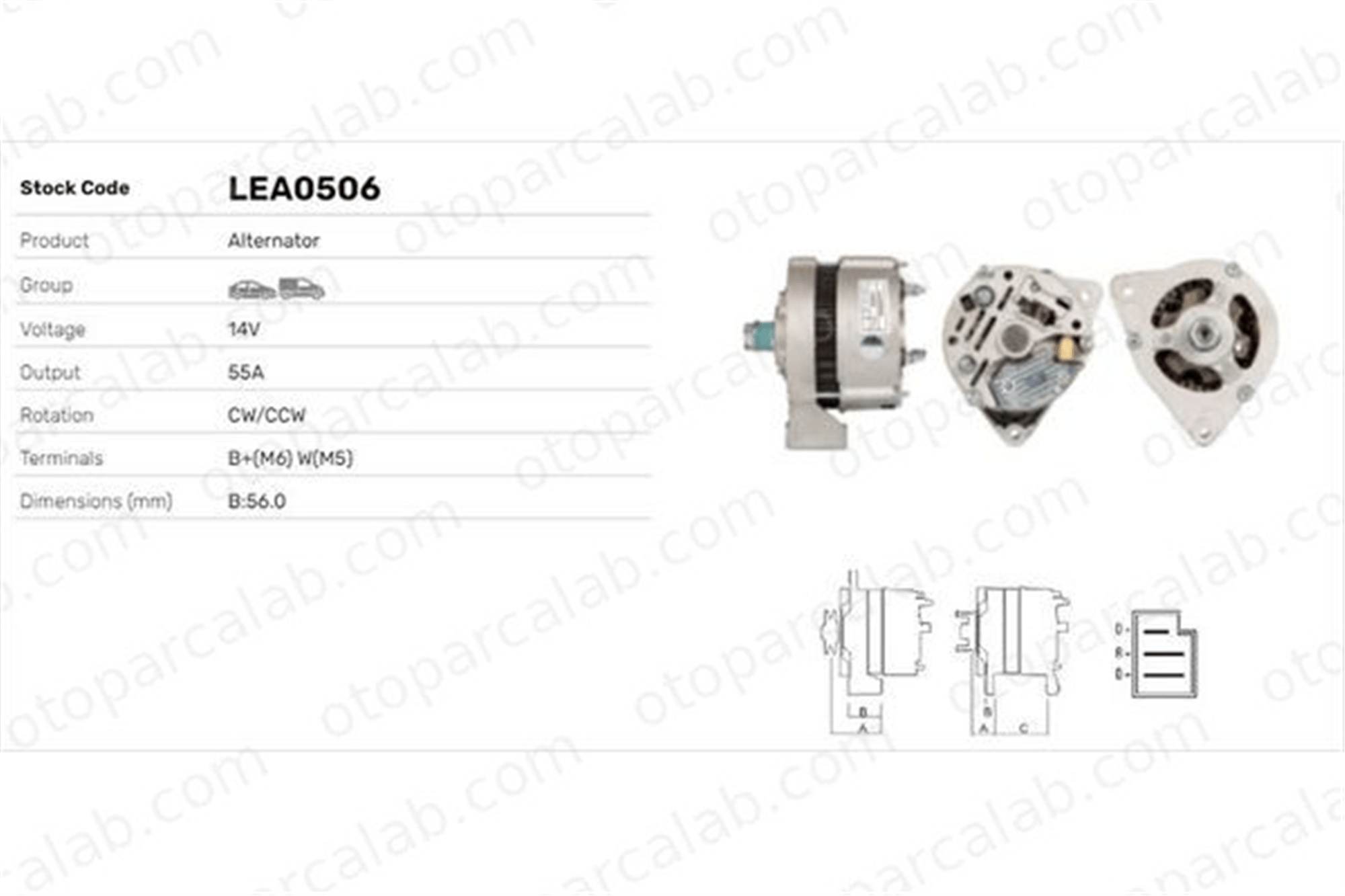 LUCAS ELEKTRIK LEA0506 Alternatör AUDI A6 C4 Avant 80 B1 Sedan LEA0506 28903023C