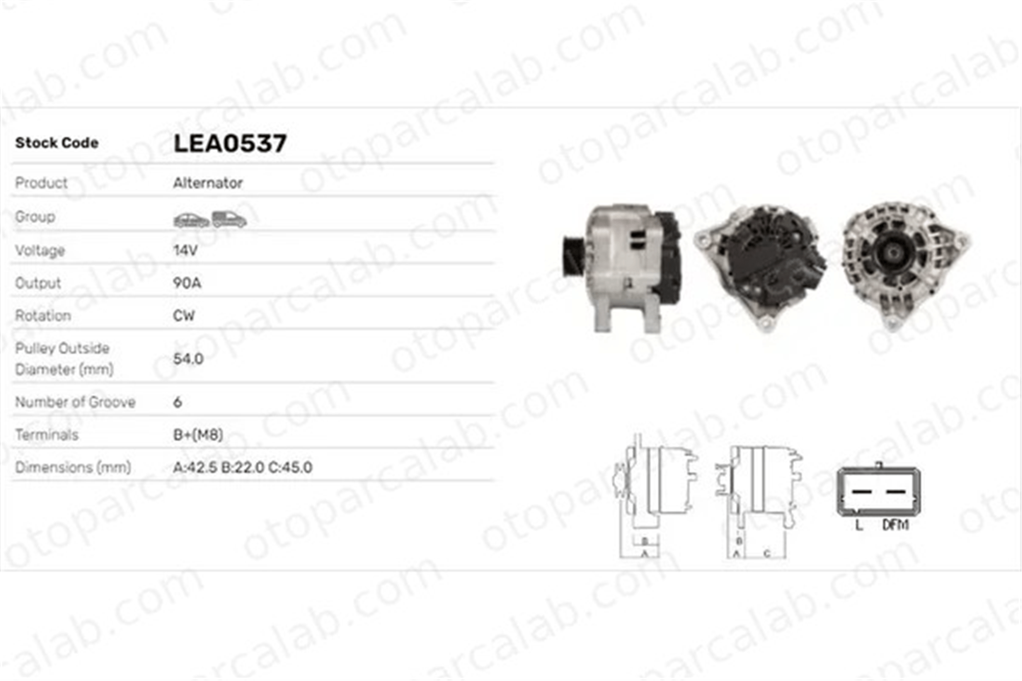 LUCAS ELEKTRIK LEA0537 Alternatör PEUGEOT 206 Hatchback PARTNER Kasa/büyük limuzin LEA0537 5702F2