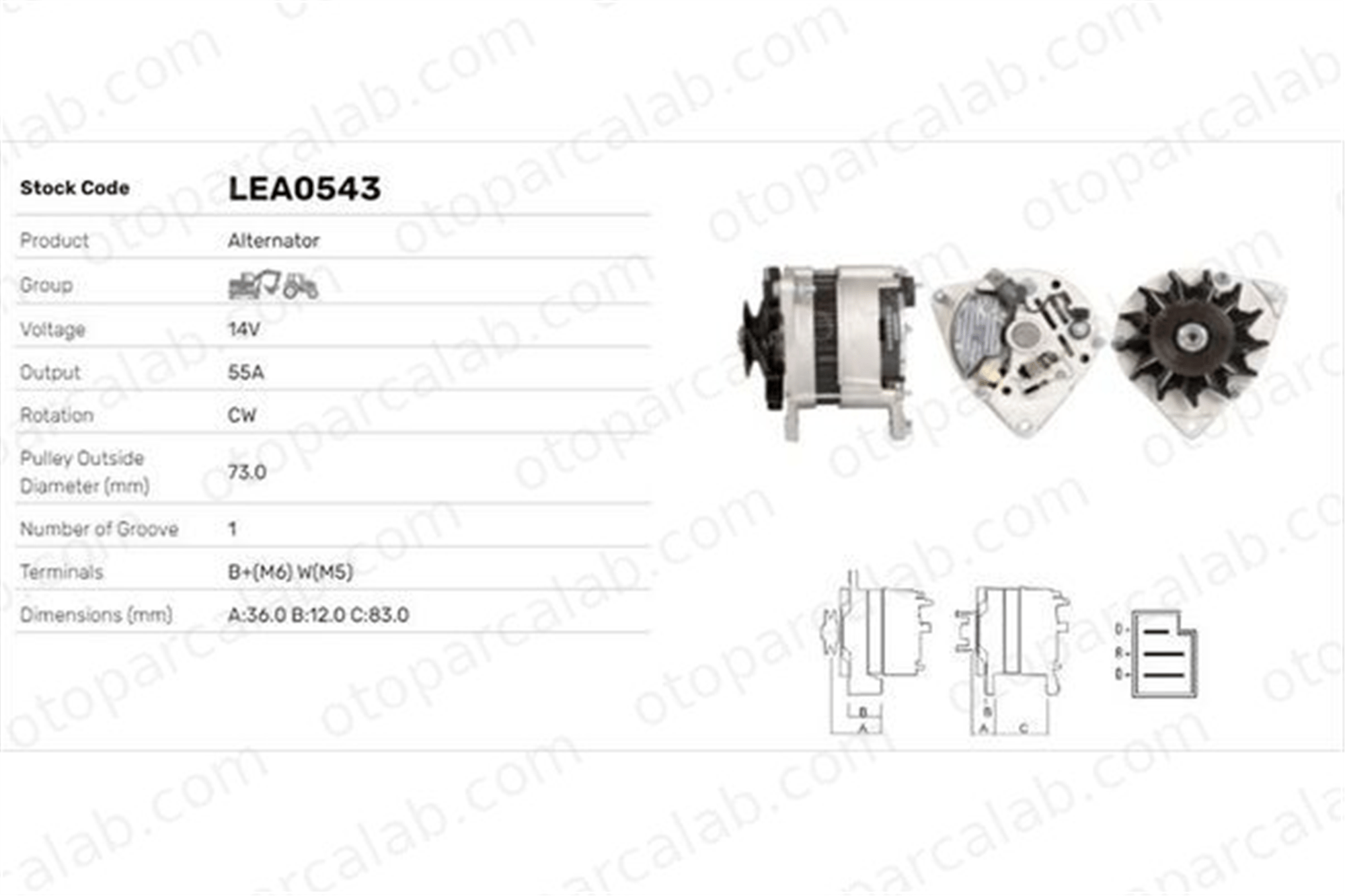 LUCAS ELEKTRIK LEA0543 Alternatör FORD FIESTA II SIERRA II 231295A1 3648444M91