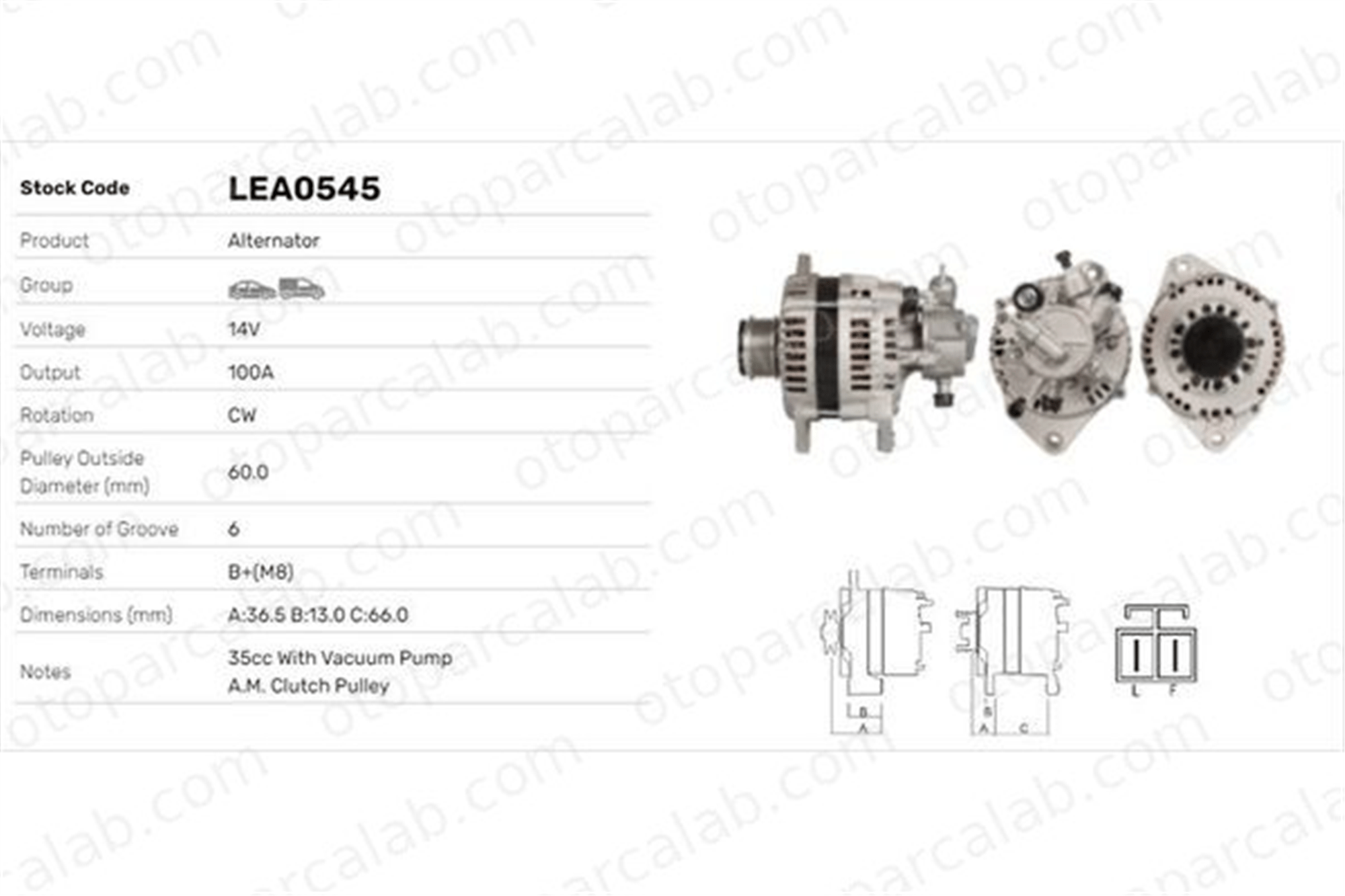 LUCAS ELEKTRIK LEA0545 Alternatör MORRIS MARINA OPEL MERIVA A MPV LEA0545 95521473
