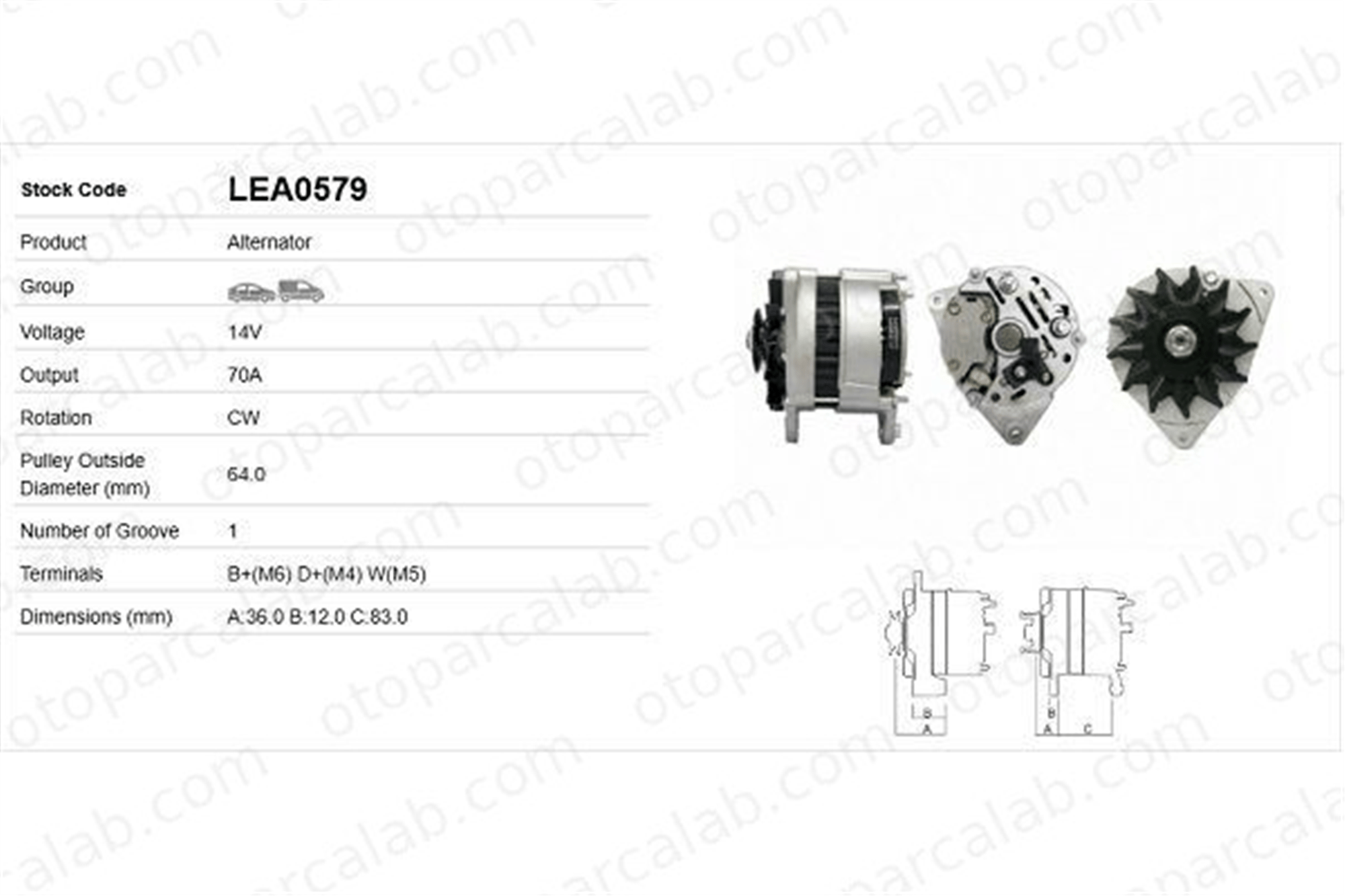 LUCAS ELEKTRIK LEA0579 Alternatör FORD FIESTA III SIERRA II LEA0579 RF1118300
