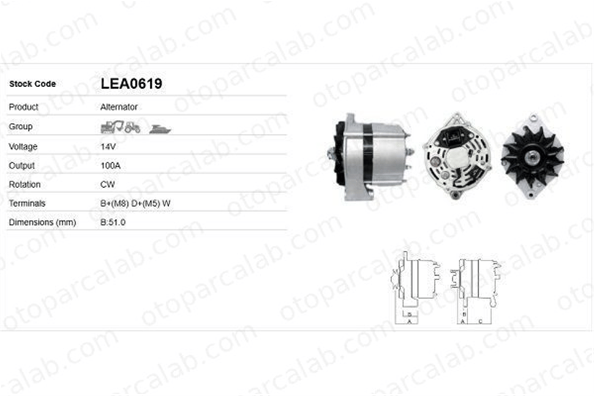 LUCAS ELEKTRIK LEA0619 Alternatör JOHN DEERE Series 6 INTERNATIONAL HARV. CM-Series 31701264 2852185