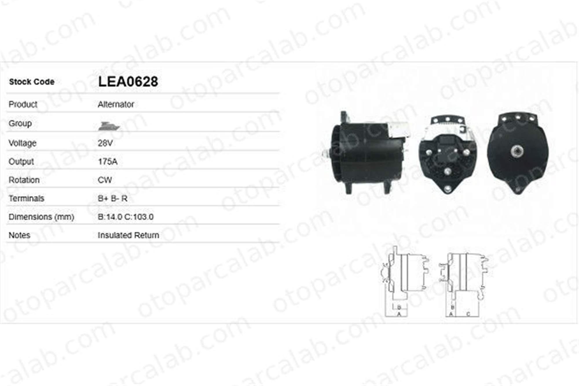 LUCAS ELEKTRIK LEA0628 Alternatör TOYOTA CELICA Coupe CELICA LEA0628 3001117