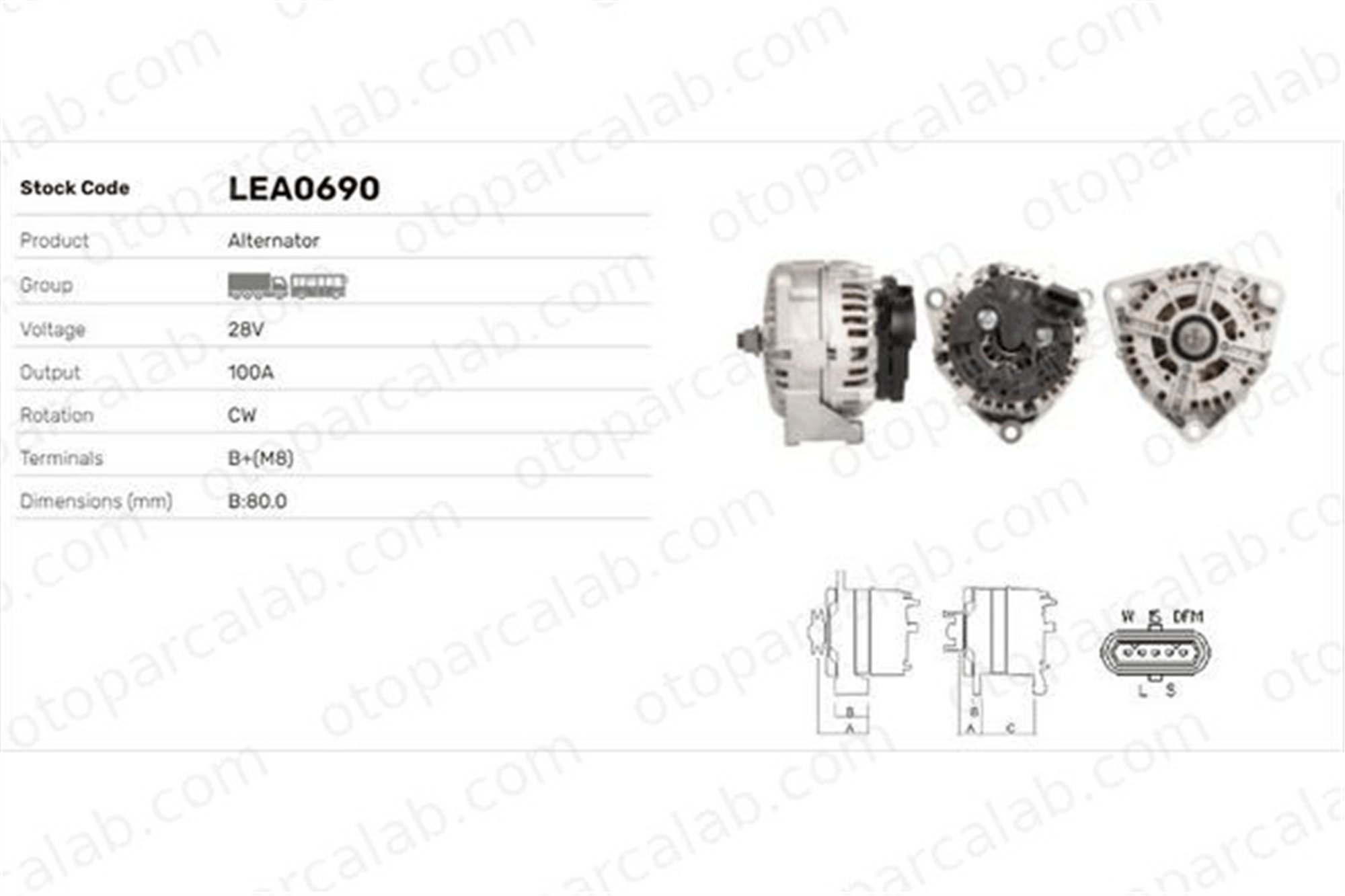 LUCAS ELEKTRIK LEA0690 Alternatör DAF XF II XD 1368237 1368327