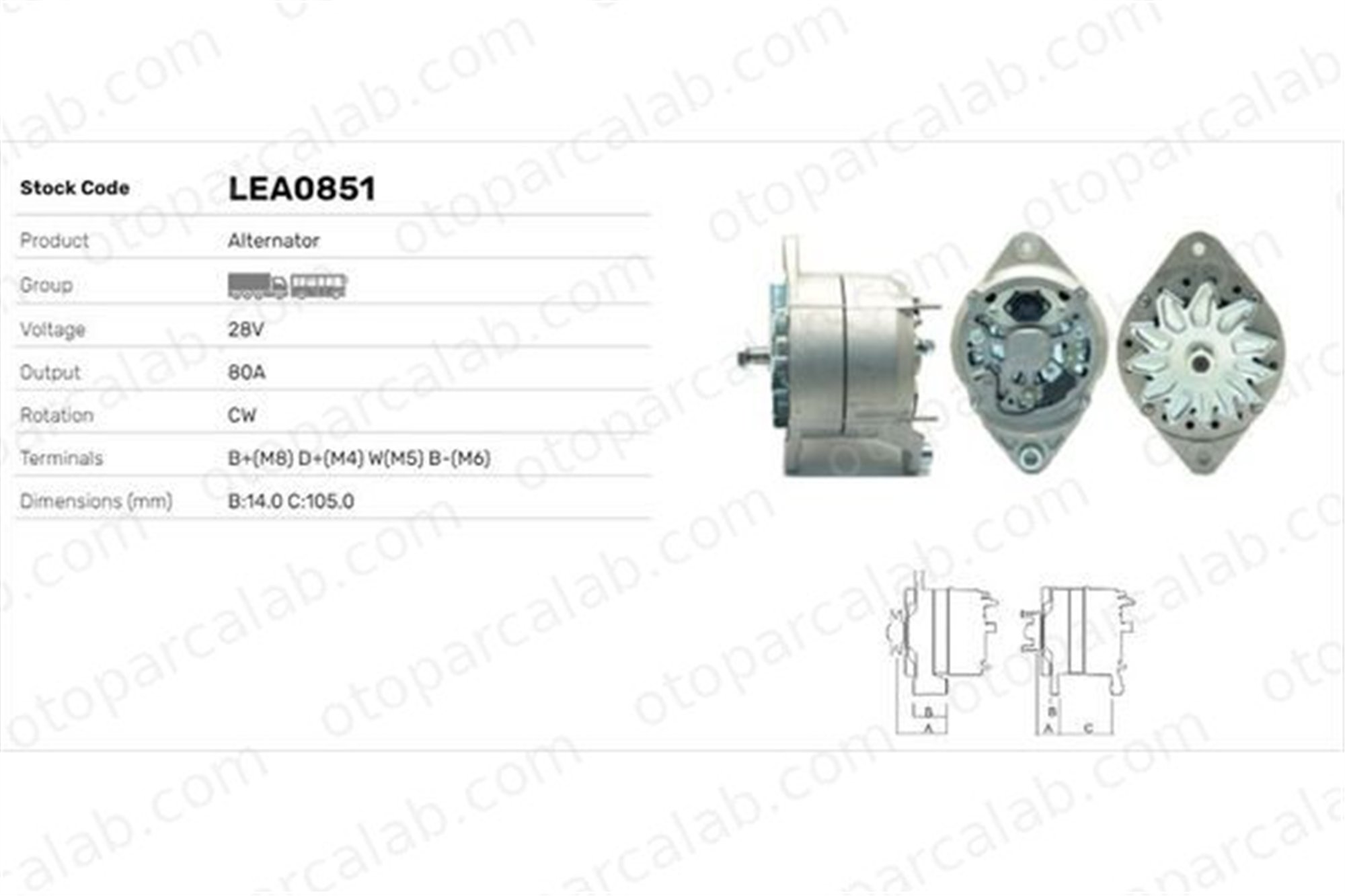 LUCAS ELEKTRIK LEA0851 Alternatör VOLVO FL6 FL10 LRA02470 1096758