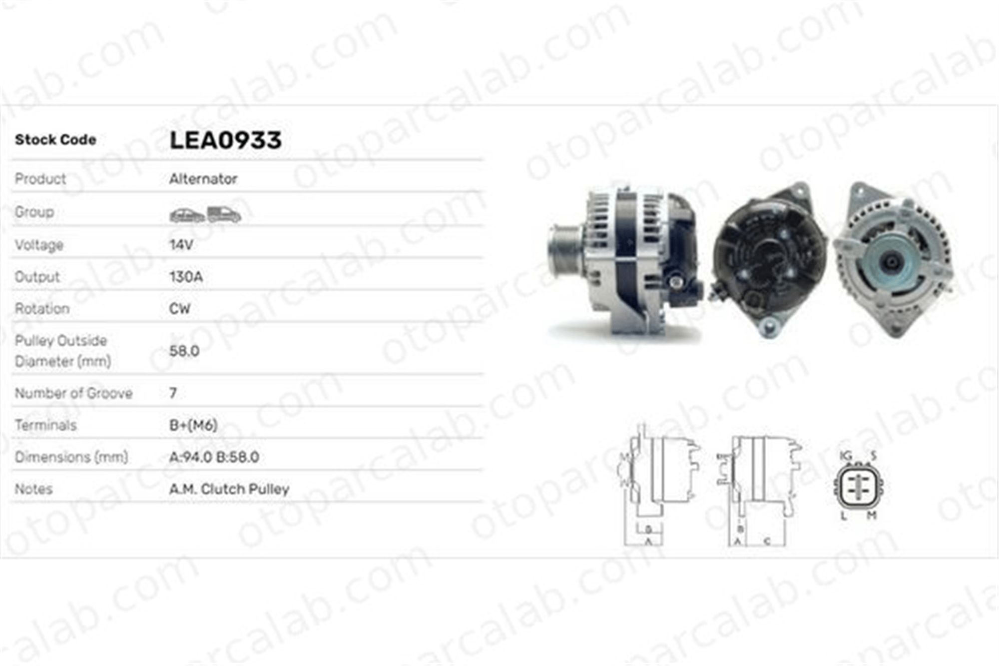 LUCAS ELEKTRIK LEA0933 Alternatör TOYOTA LAND CRUISER PRADO DYNA Platform şasi LEA0933 2706030060