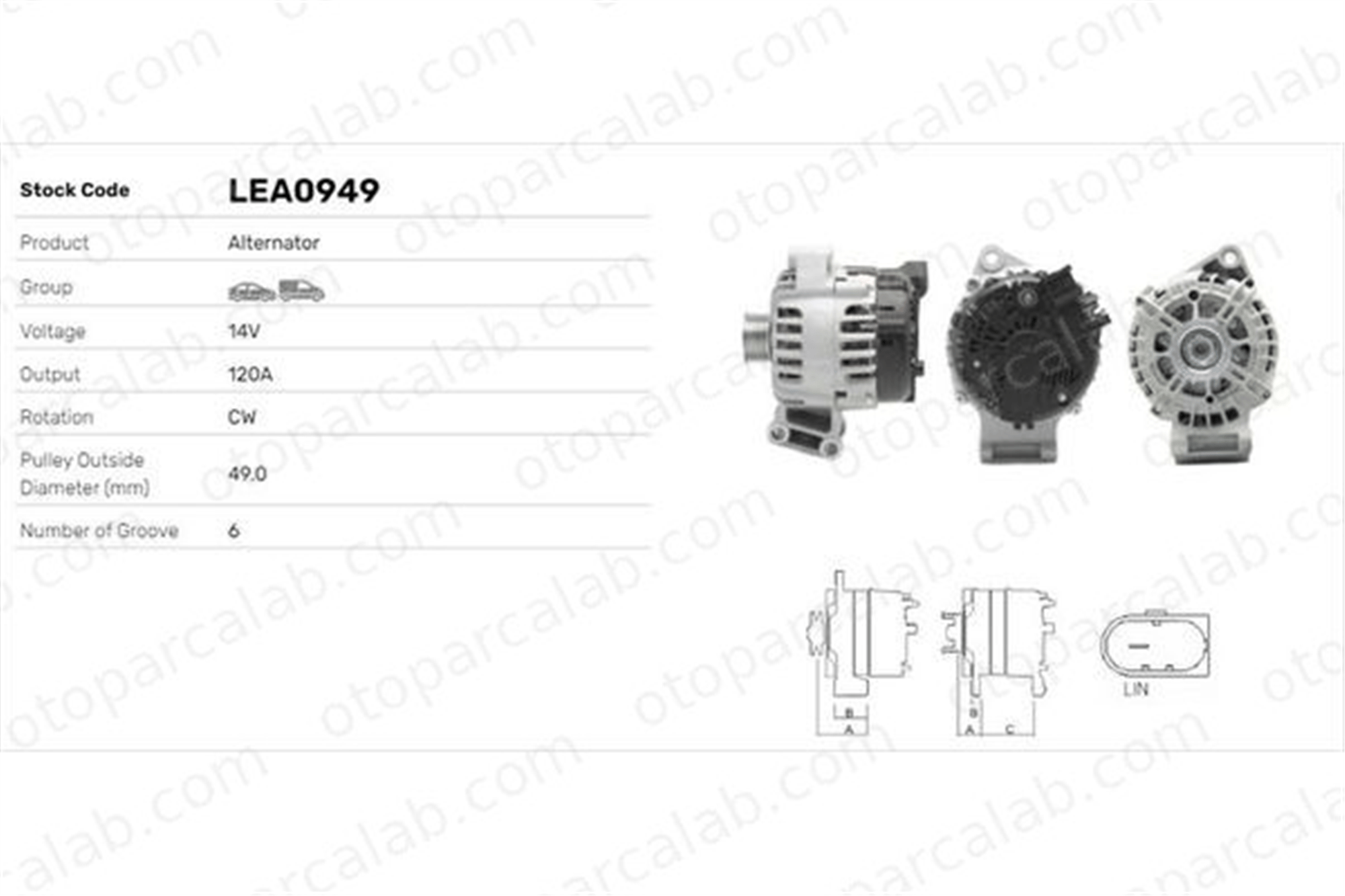 LUCAS ELEKTRIK LEA0949 Alternatör FORD FIESTA VI FOCUS III Turnier AV6N10300HA 7G9N10300CC