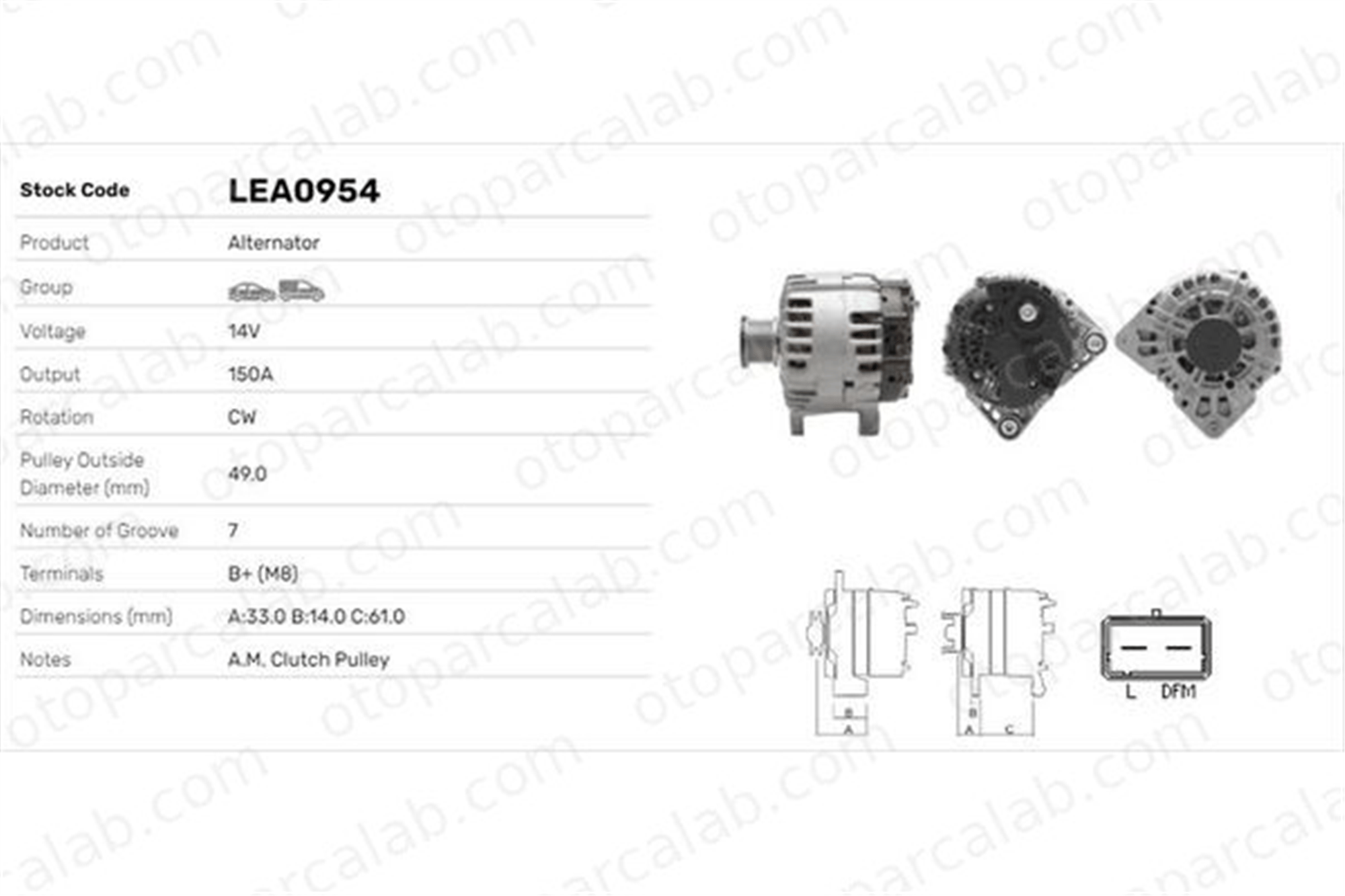 LUCAS ELEKTRIK LEA0954 Alternatör OPEL MOVANO B Platform şasi MOVANO B Minibüs/Otobüs 8200404459 2310000Q0J