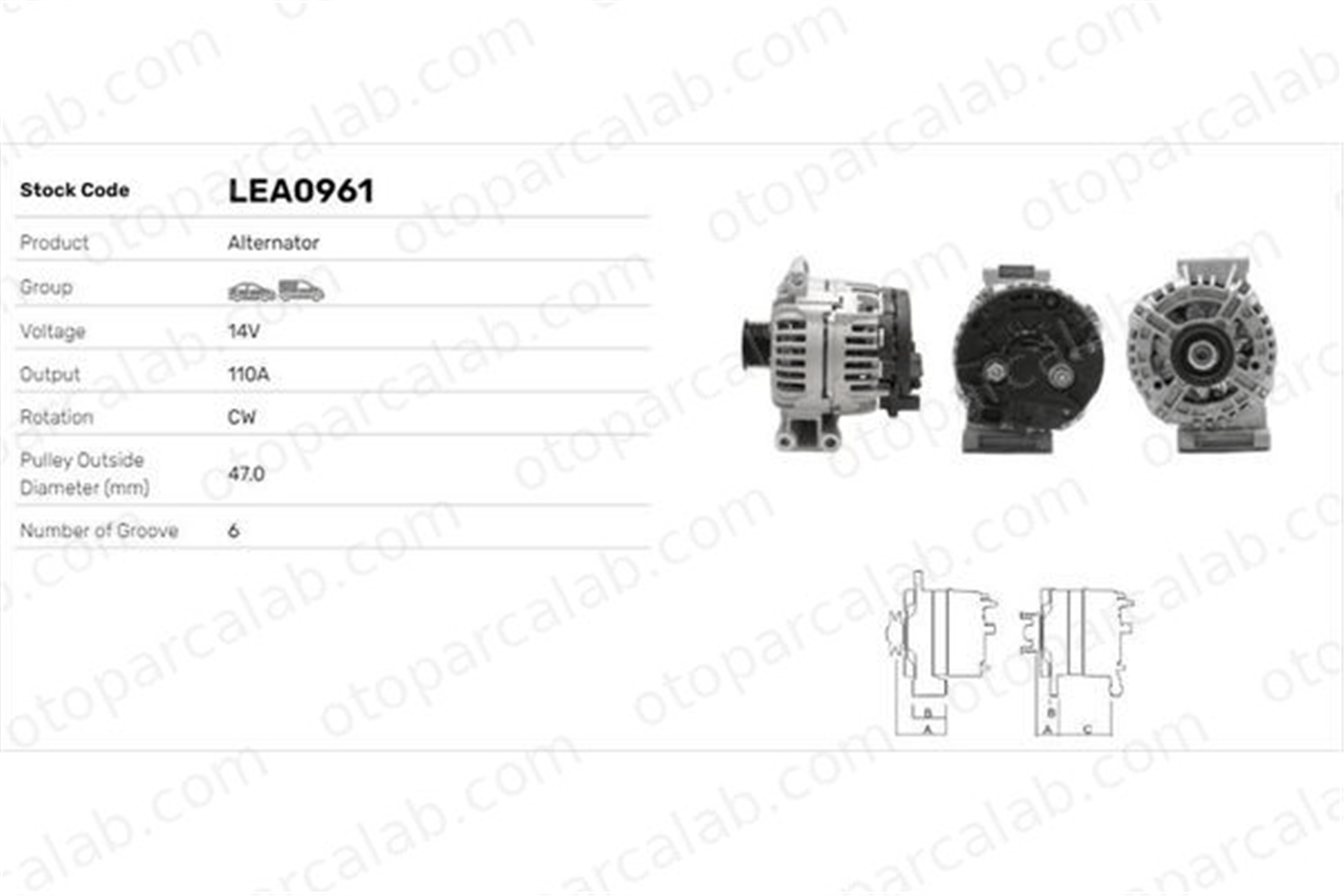 LUCAS ELEKTRIK LEA0961 Alternatör MINI MINI MINI Cabrio 12317550319 12317523897
