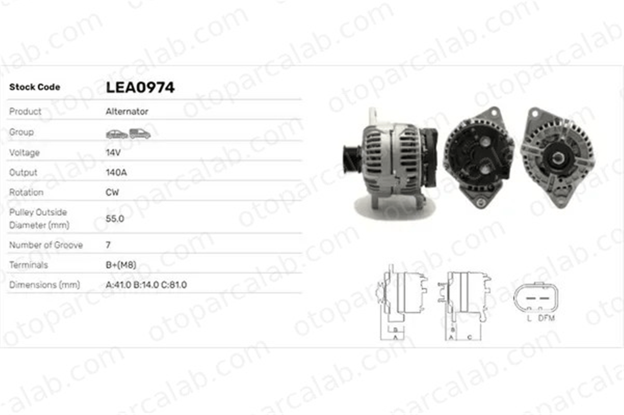 LUCAS ELEKTRIK LEA0974 Alternatör IVECO DAILY IV Panelvan/Van DAILY IV Platform şasi 71723401 71723402