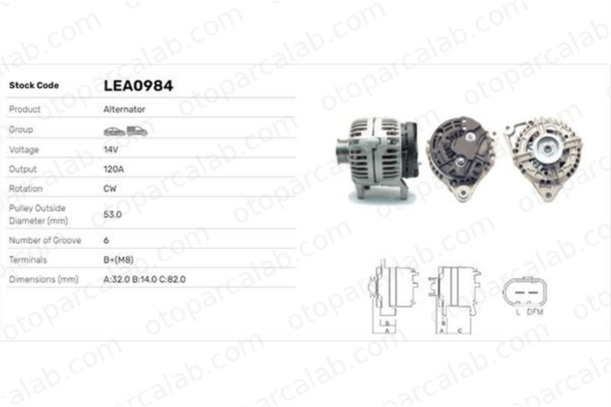 LUCAS ELEKTRIK LEA0984 Alternatör PORSCHE 911 911 Cabrio LEA0984 99660301200