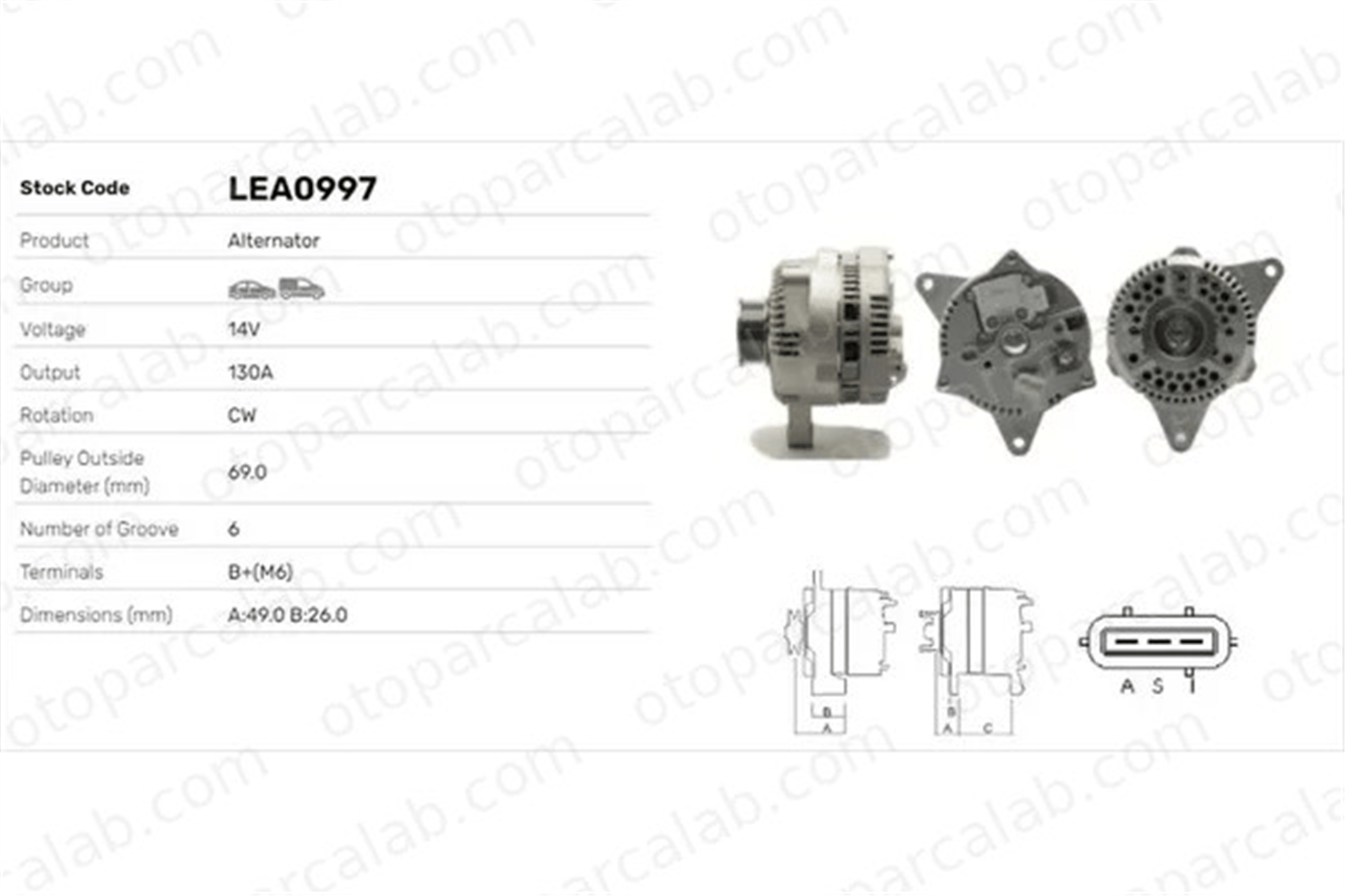 LUCAS ELEKTRIK LEA0997 Alternatör FORD COUGAR MONDEO II 1016854 1104931