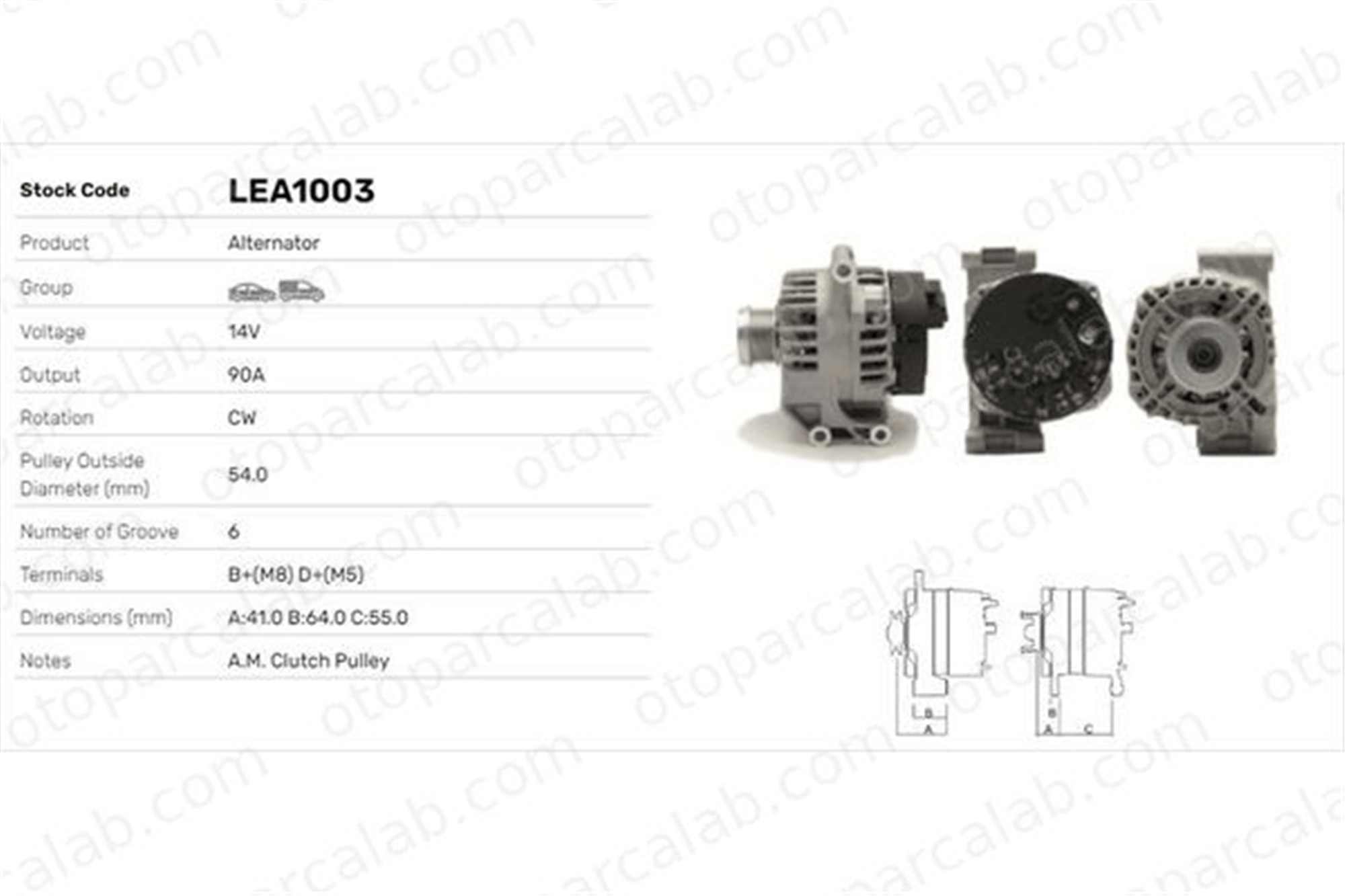 LUCAS ELEKTRIK LEA1003 Alternatör FIAT PANDA OPEL ASTRA H LEA1003 1571296