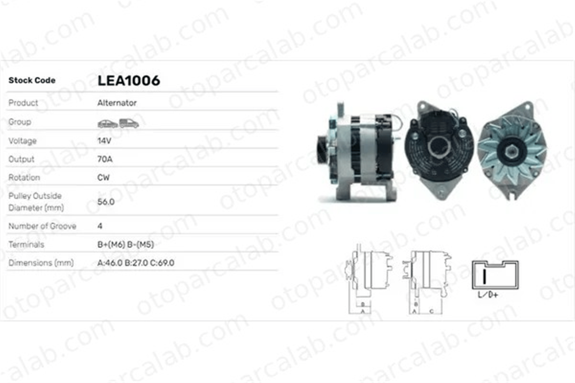 LUCAS ELEKTRIK LEA1006 Alternatör CITROËN BX BX Break LEA1006 557291
