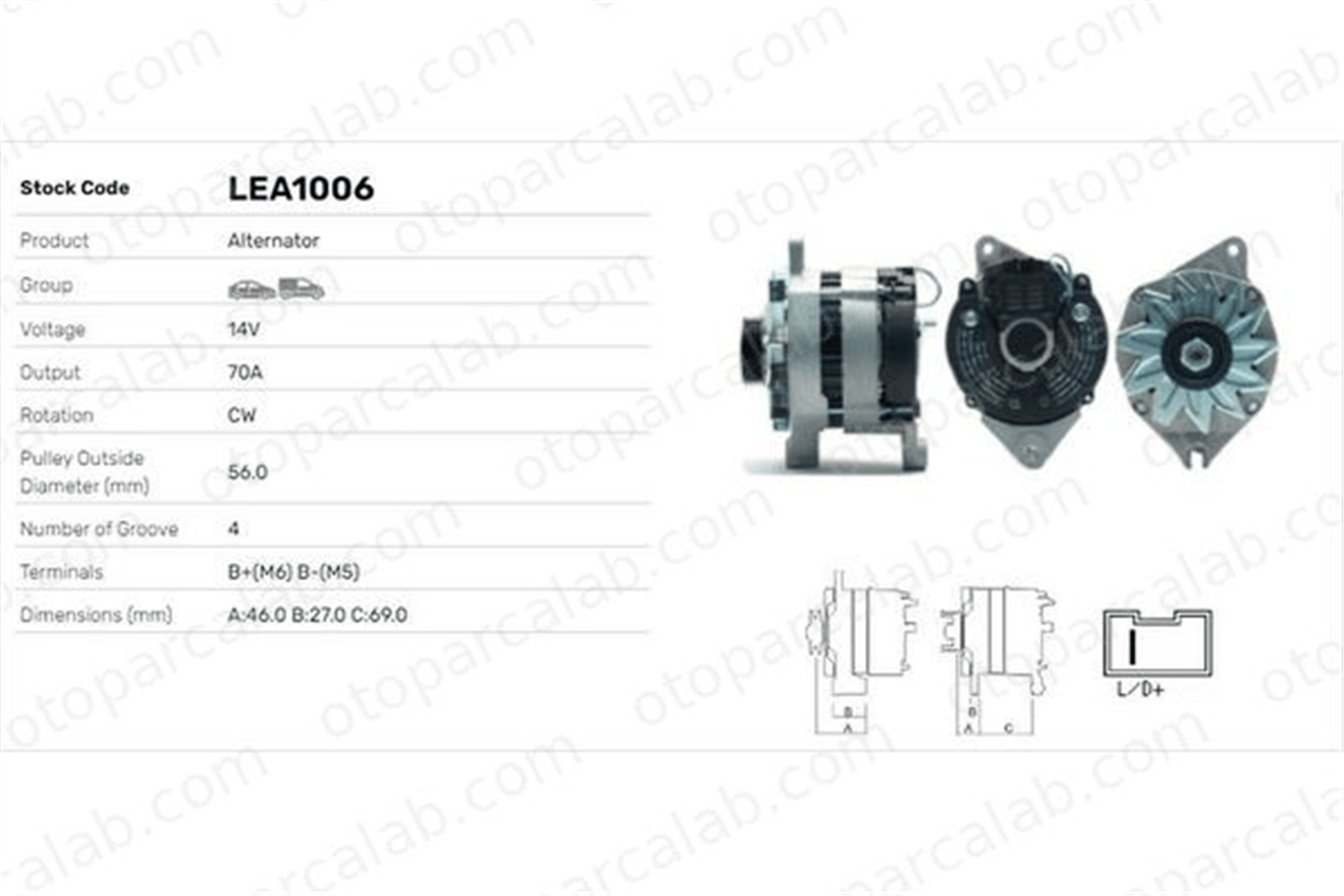 LUCAS ELEKTRIK LEA1006 Alternatör CITROËN BX BX Break LEA1006 557291