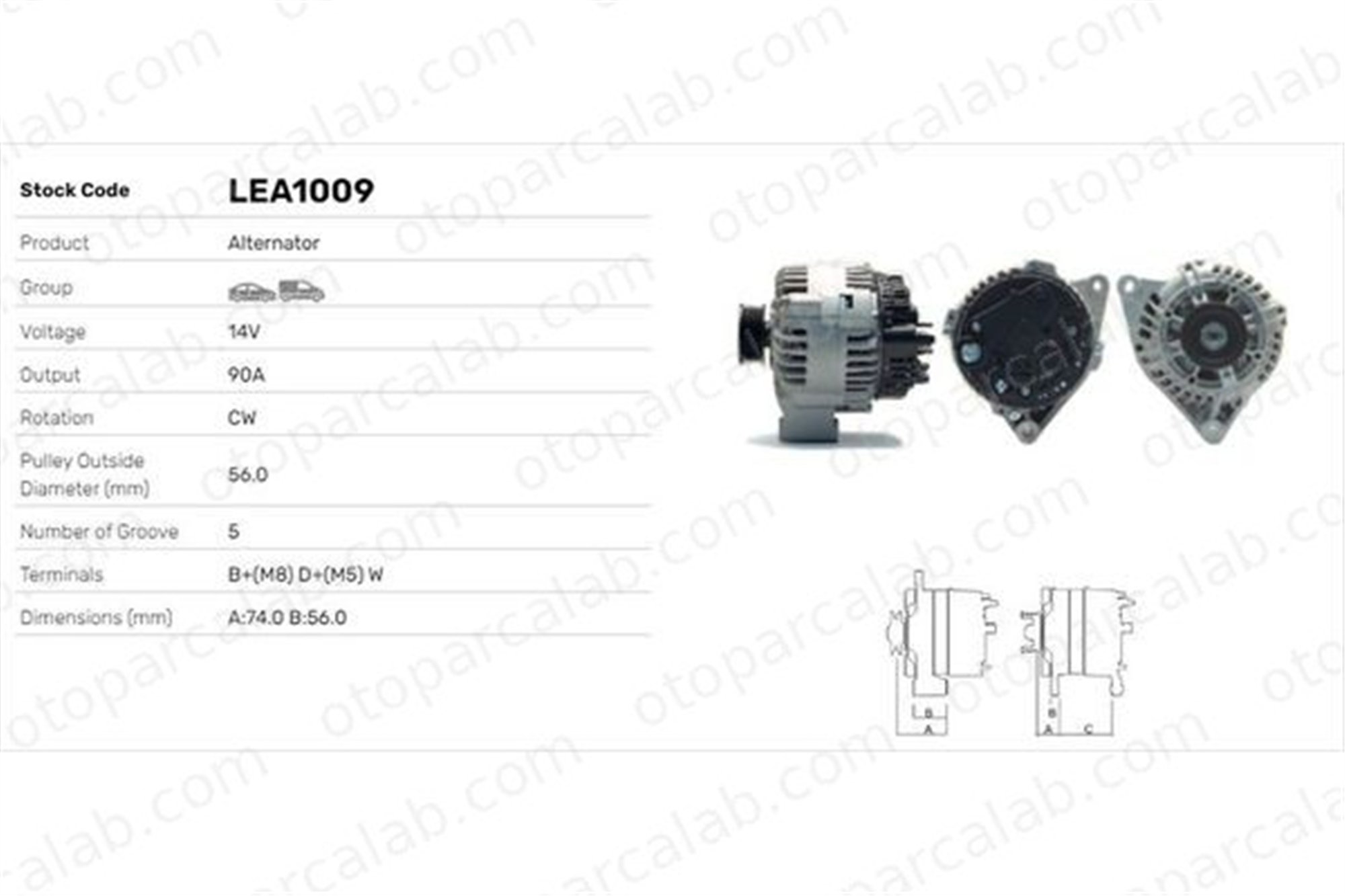 LUCAS ELEKTRIK LEA1009 Alternatör CITROËN SAXO PEUGEOT 106 II LEA1009 57054P
