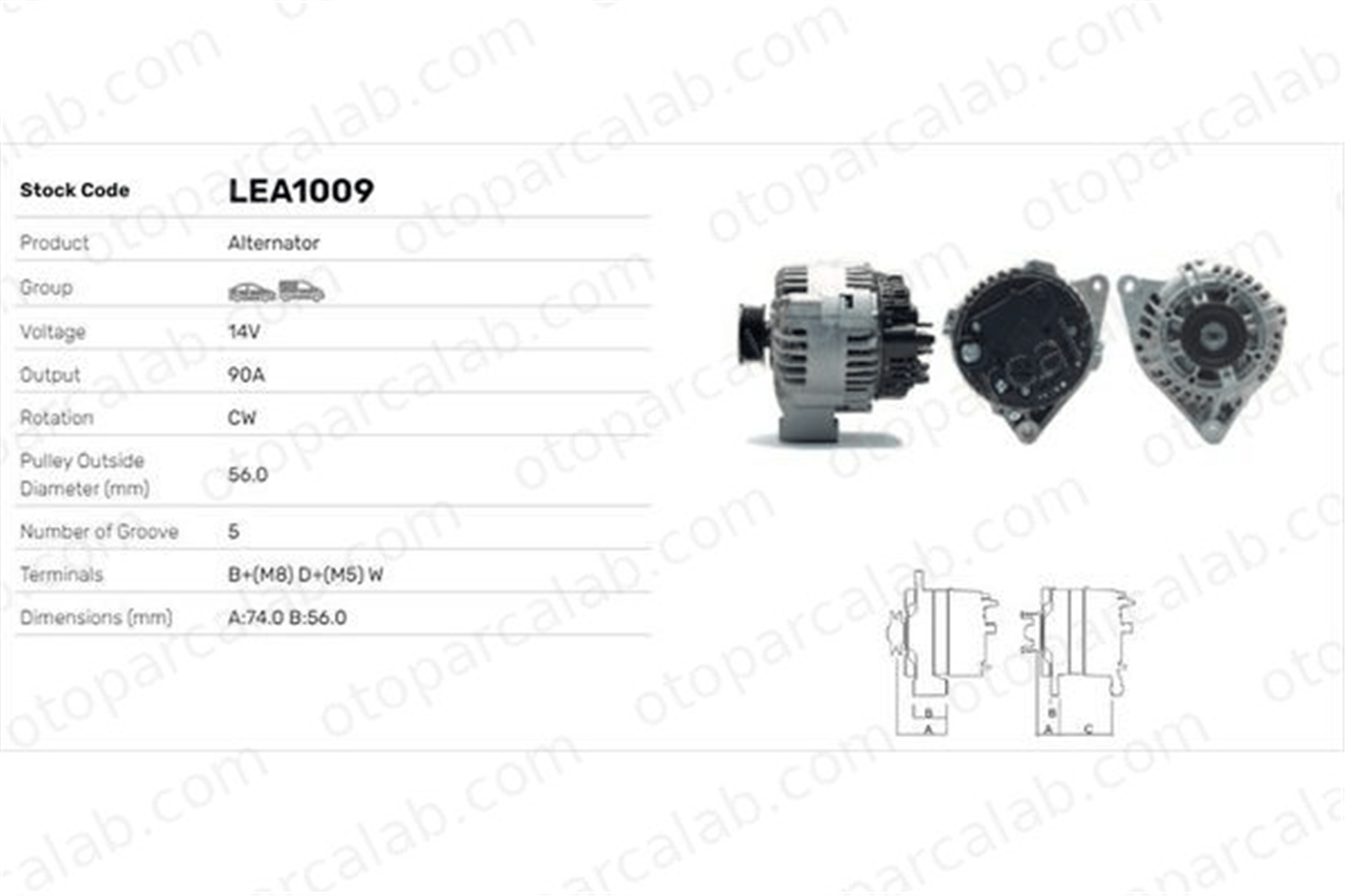LUCAS ELEKTRIK LEA1009 Alternatör CITROËN SAXO PEUGEOT 106 II LEA1009 57054P