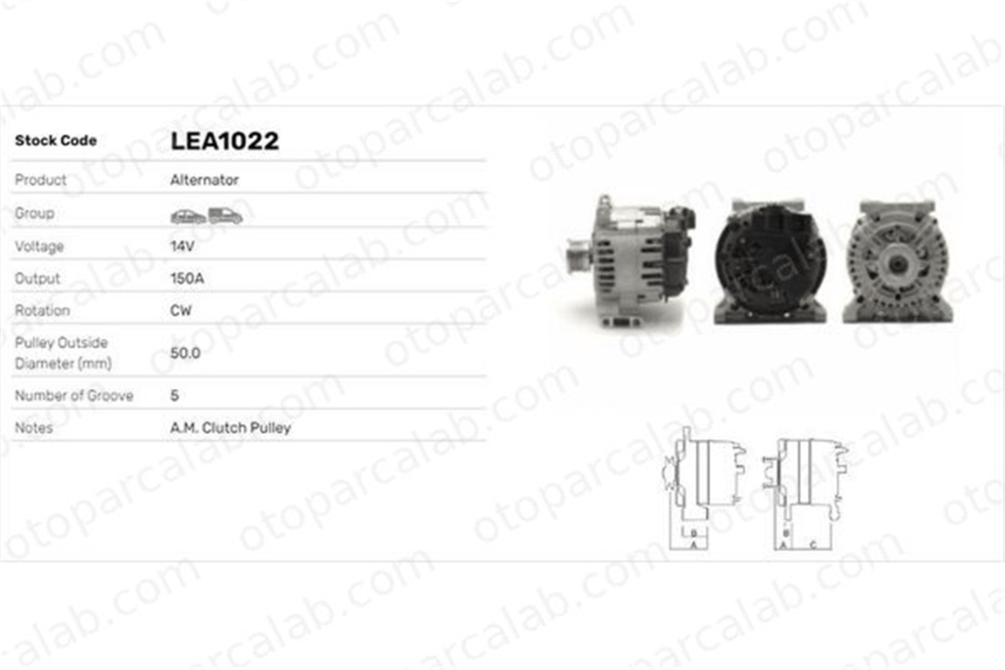 LUCAS ELEKTRIK LEA1022 Alternatör MERCEDES-BENZ A-SERISI B-SERISI Sports Tourer 6401540102 6401540202