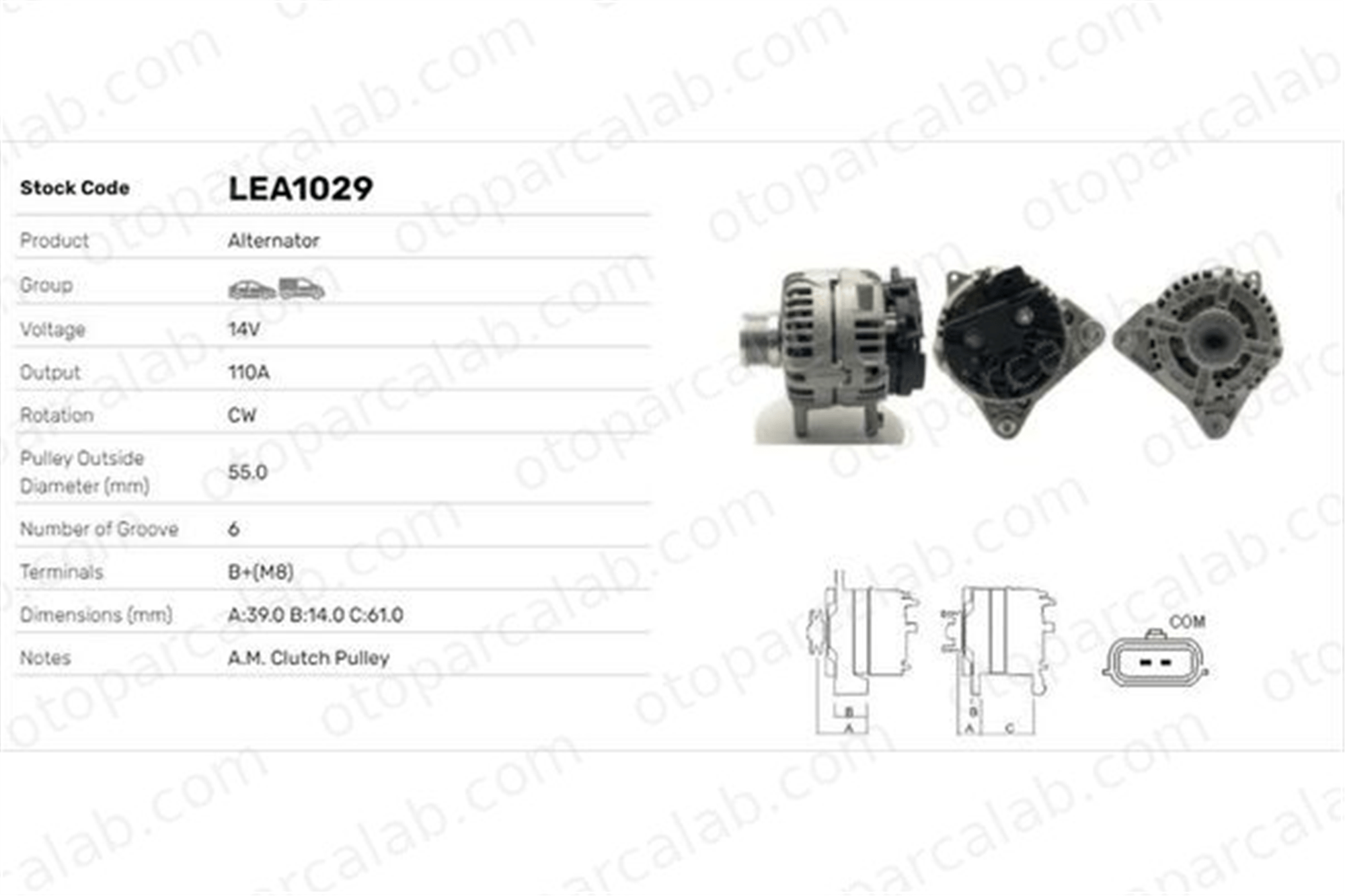 LUCAS ELEKTRIK LEA1029 Alternatör RENAULT CLIO III CLIO III Grandtour 8200410681 8200667614