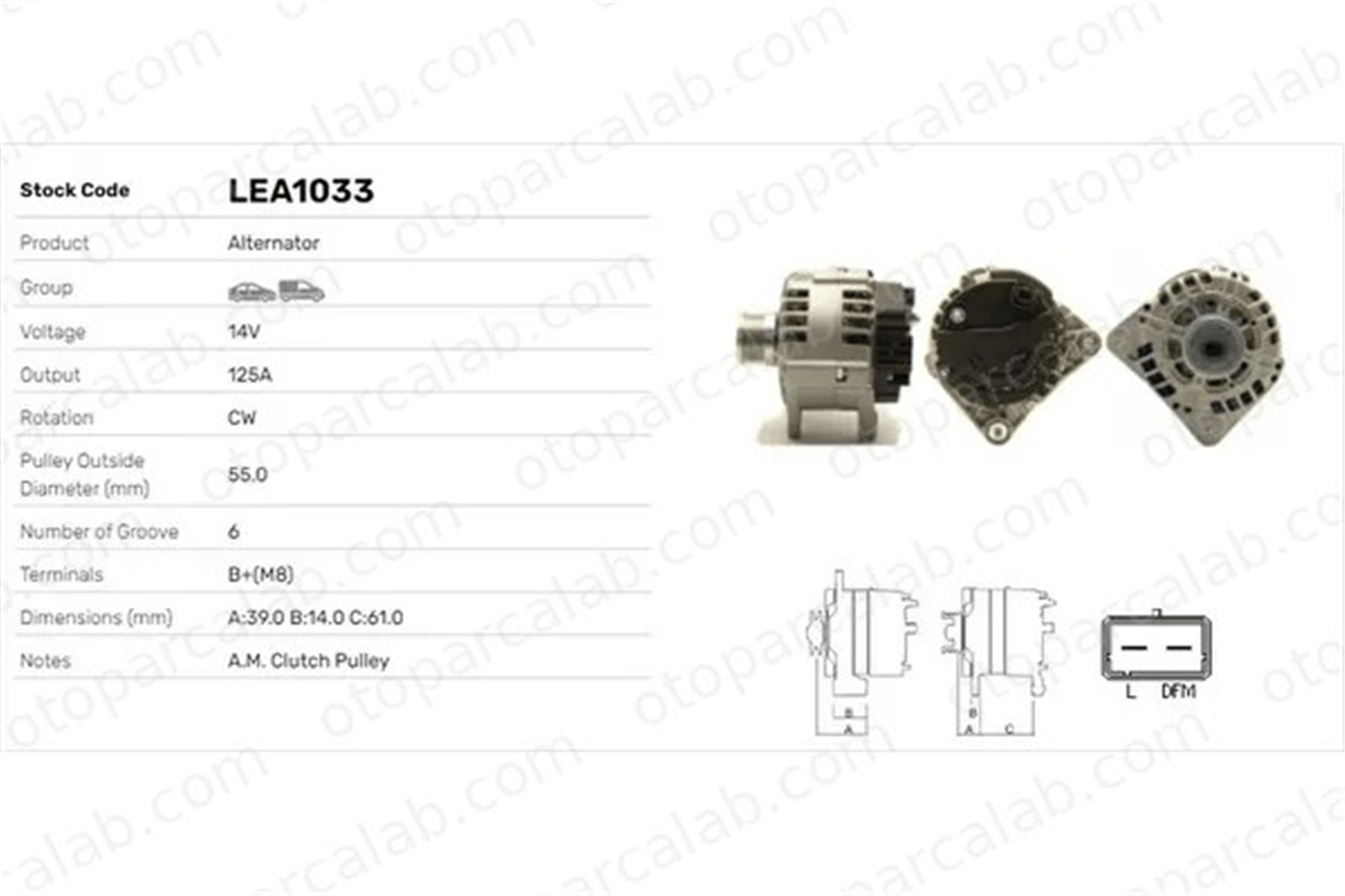 LUCAS ELEKTRIK LEA1033 Alternatör DACIA DUSTER RENAULT CLIO II 2310000QBH 231001059R
