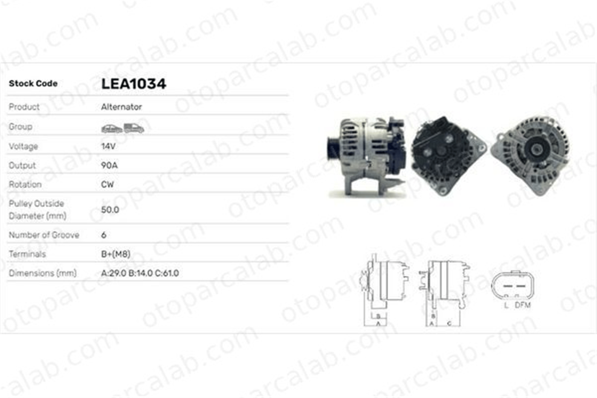 LUCAS ELEKTRIK LEA1034 Alternatör VW POLO SEAT IBIZA III 3D903025H 3D903025J