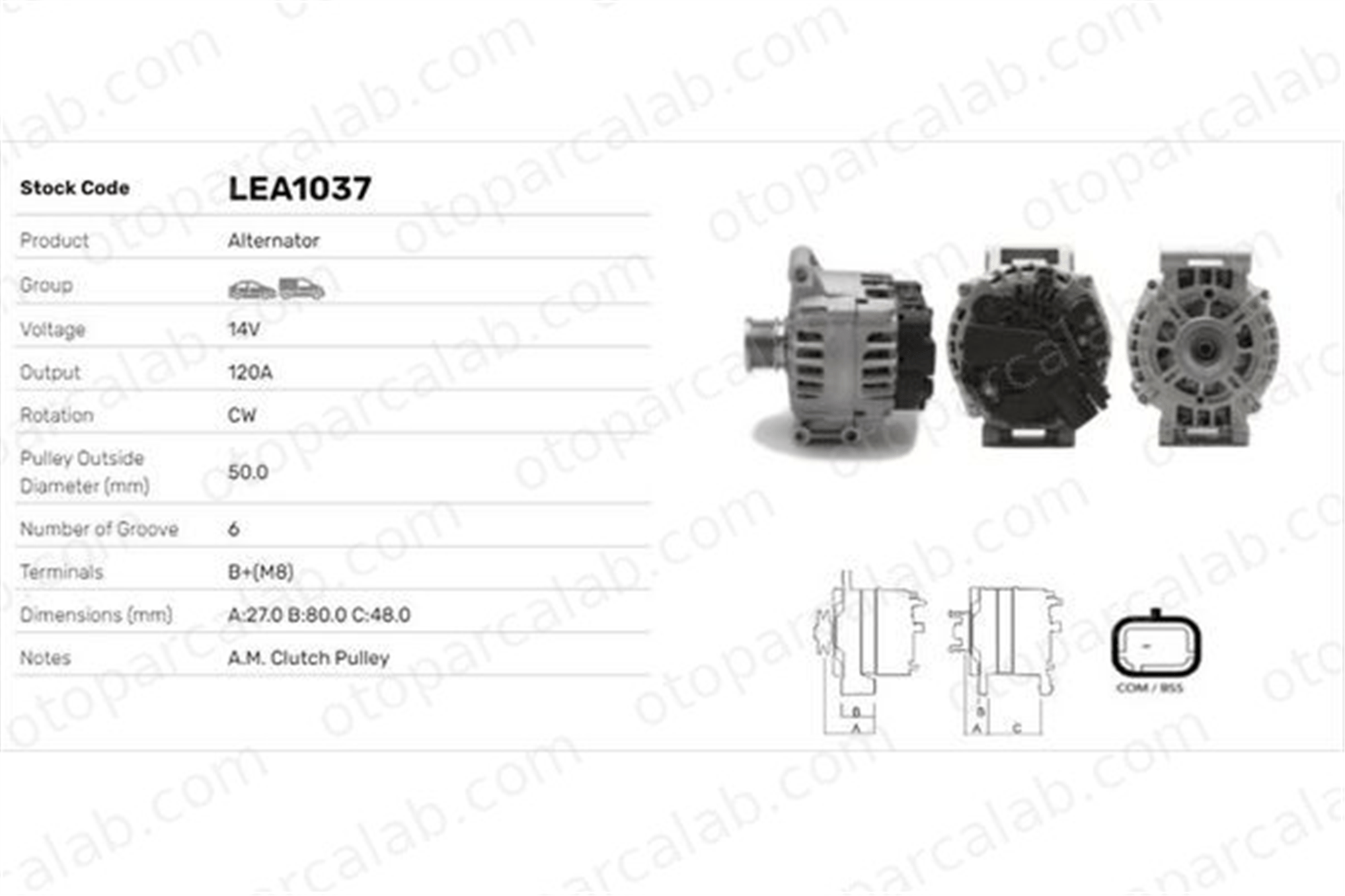LUCAS ELEKTRIK LEA1037 Alternatör MINI MINI MINI CLUBMAN 9664532780 12317535098