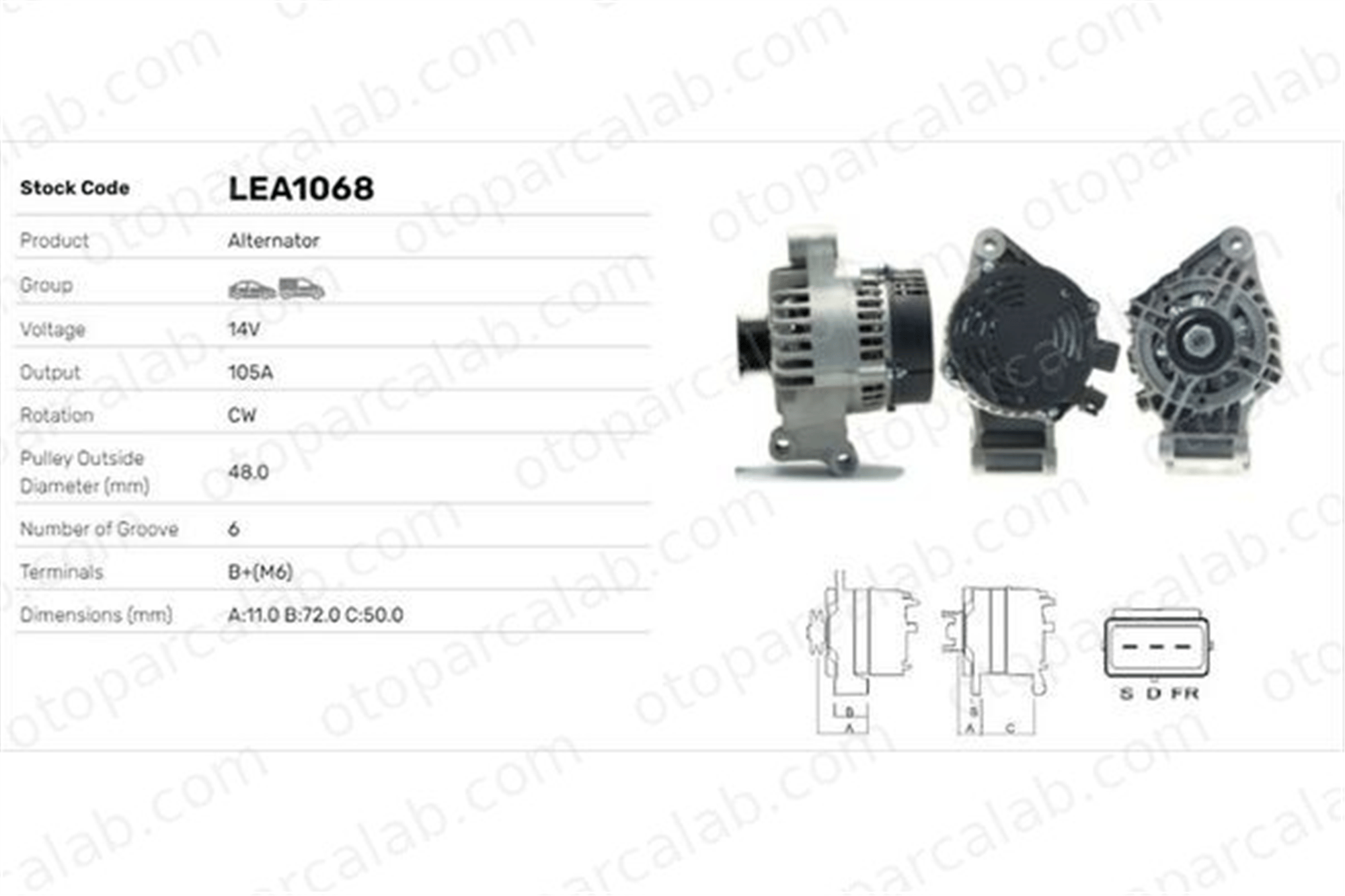 LUCAS ELEKTRIK LEA1068 Alternatör FORD FIESTA V FOCUS I 1426014 1126499