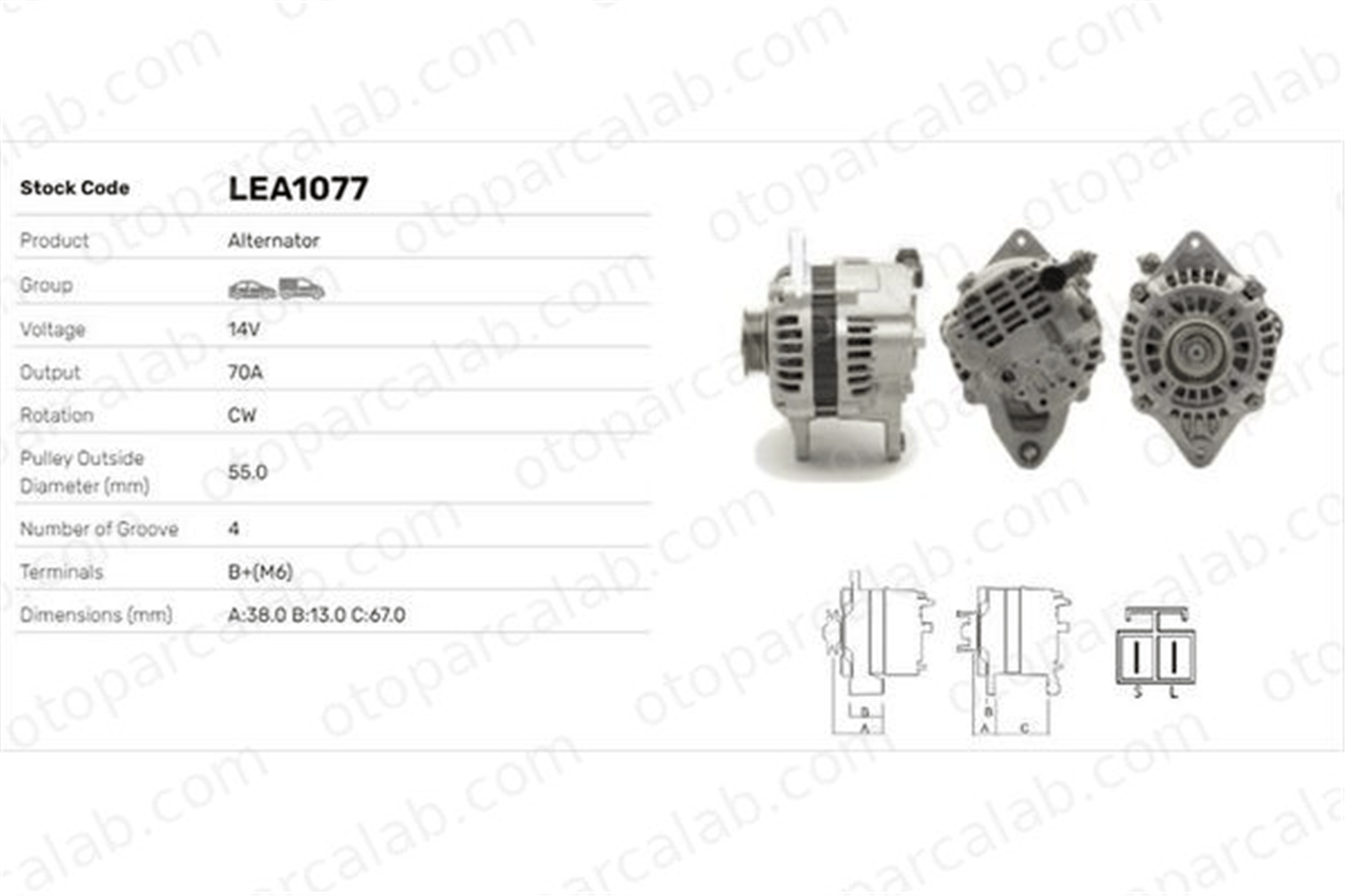 LUCAS ELEKTRIK LEA1077 Alternatör MAZDA 626 III 626 III Hatchback LEA1077 219101