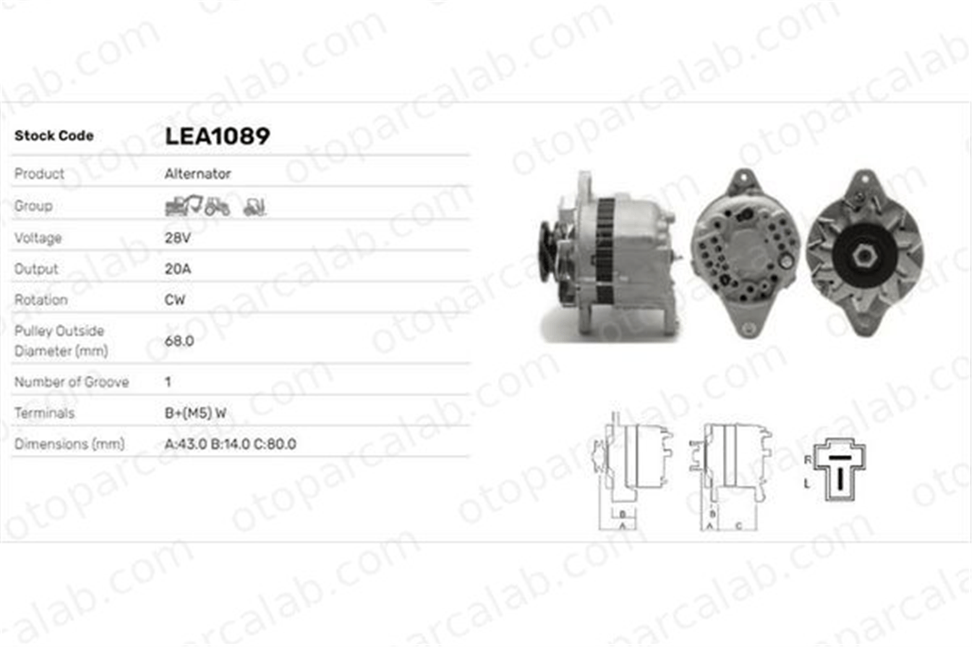 LUCAS ELEKTRIK LEA1089 Alternatör TALBOT SIMCA 1301 Tourisme LR22023 LR22024