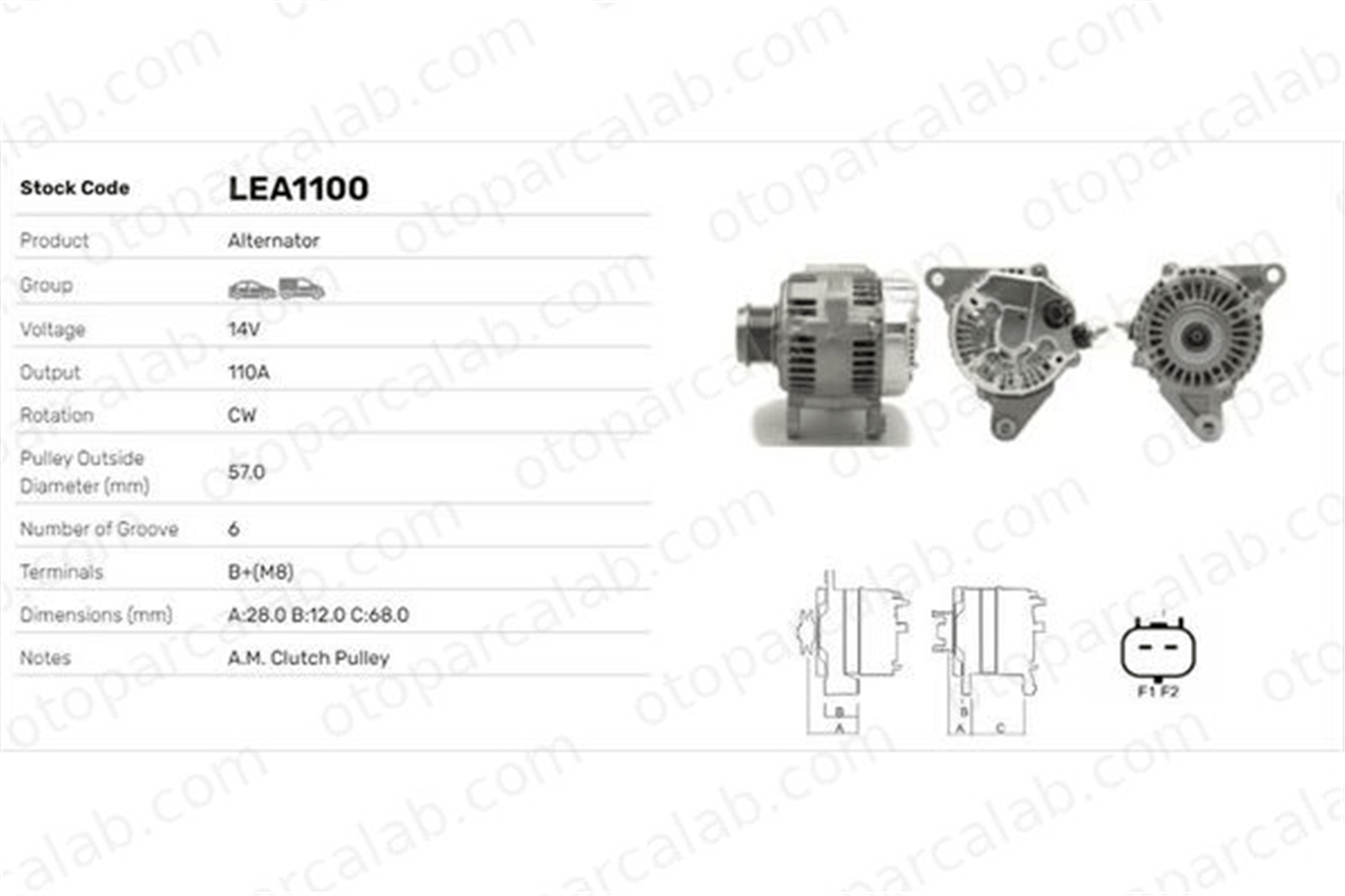 LUCAS ELEKTRIK LEA1100 Alternatör JEEP CHEROKEE 56041578AE 56041578AD