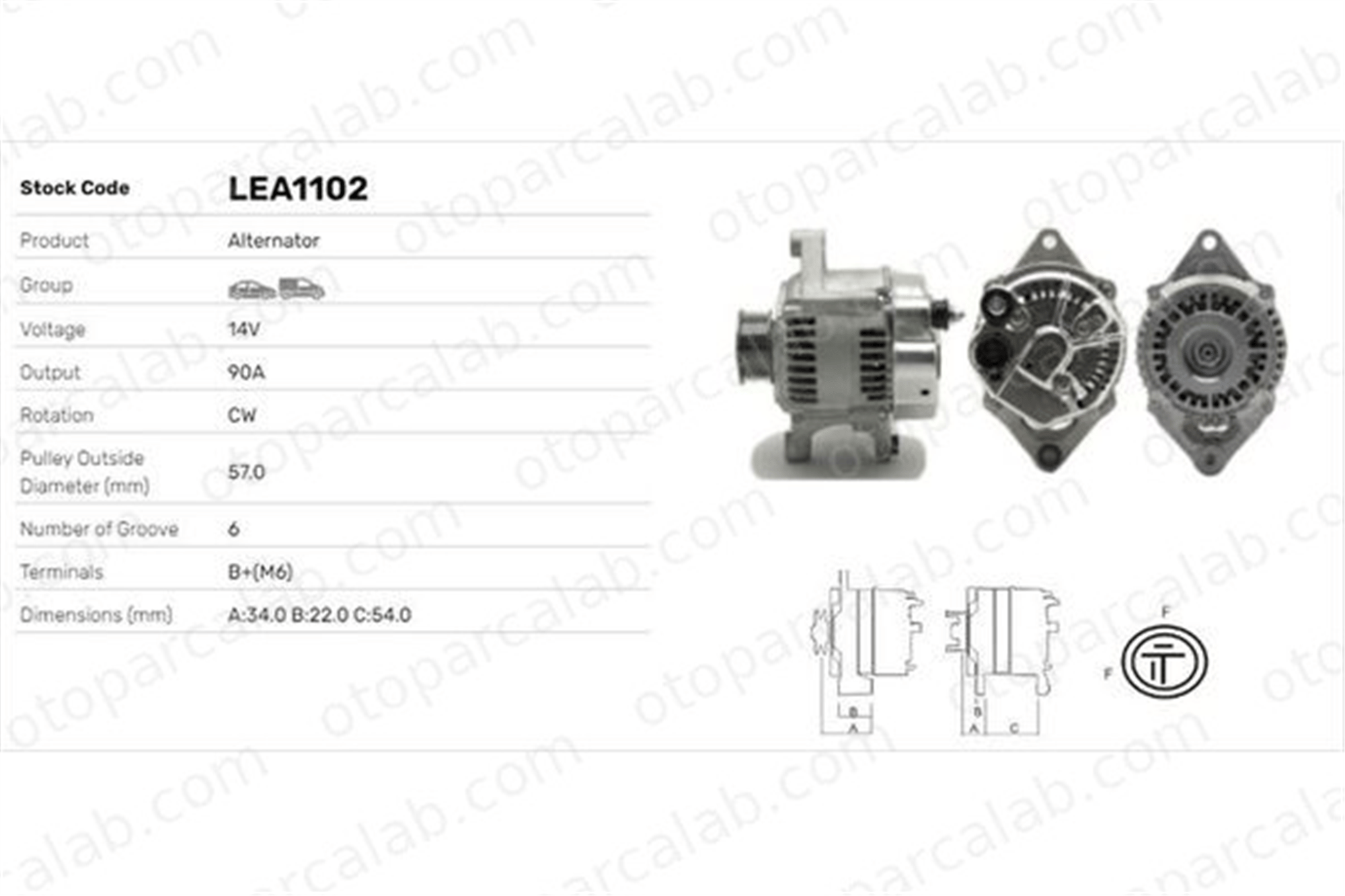 LUCAS ELEKTRIK LEA1102 Alternatör CHRYSLER STRATUS DODGE STRATUS 4609415