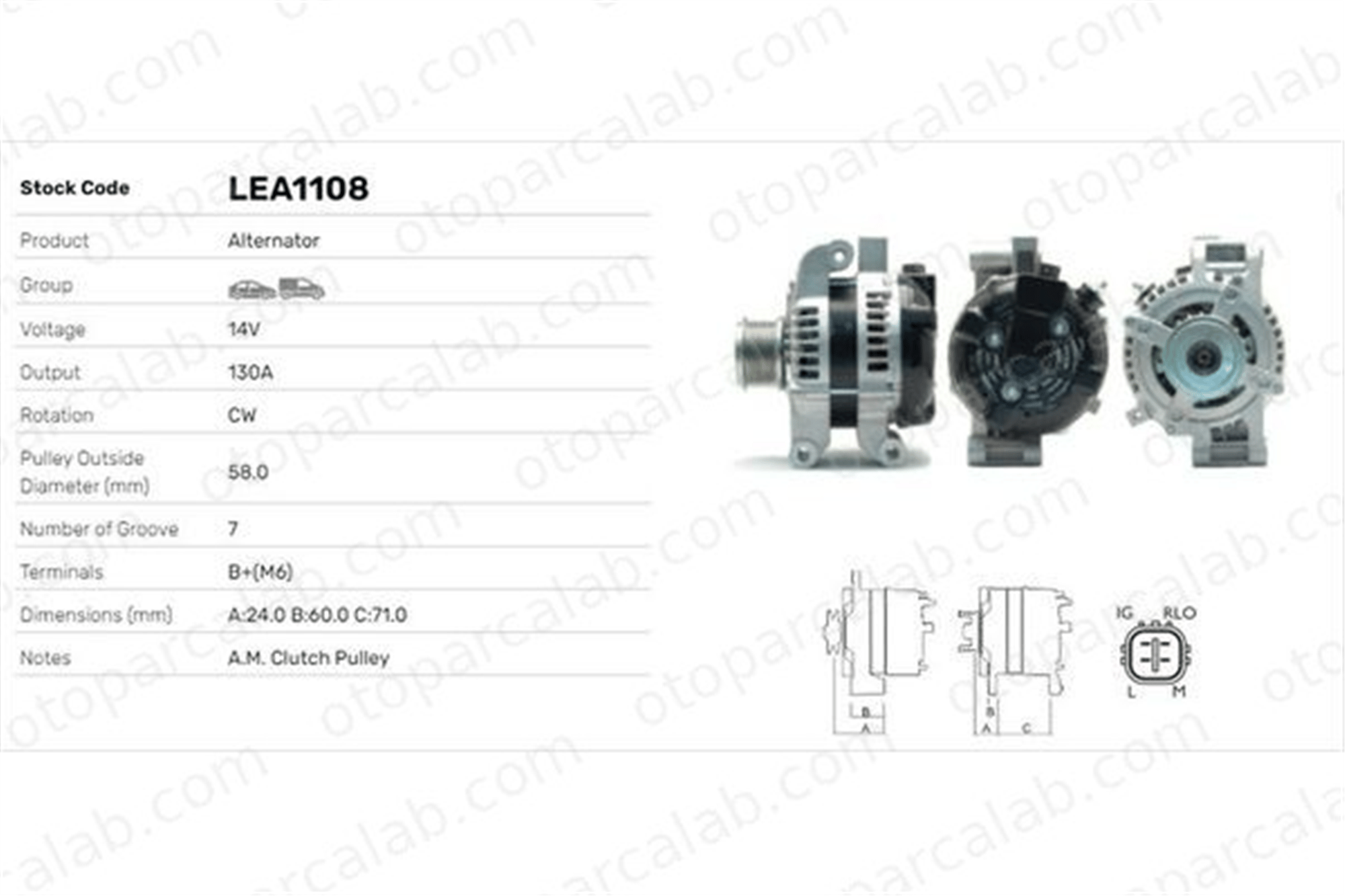 LUCAS ELEKTRIK LEA1108 Alternatör TOYOTA AVENSIS Sedan AVENSIS Station wagon LEA1108 270600G010