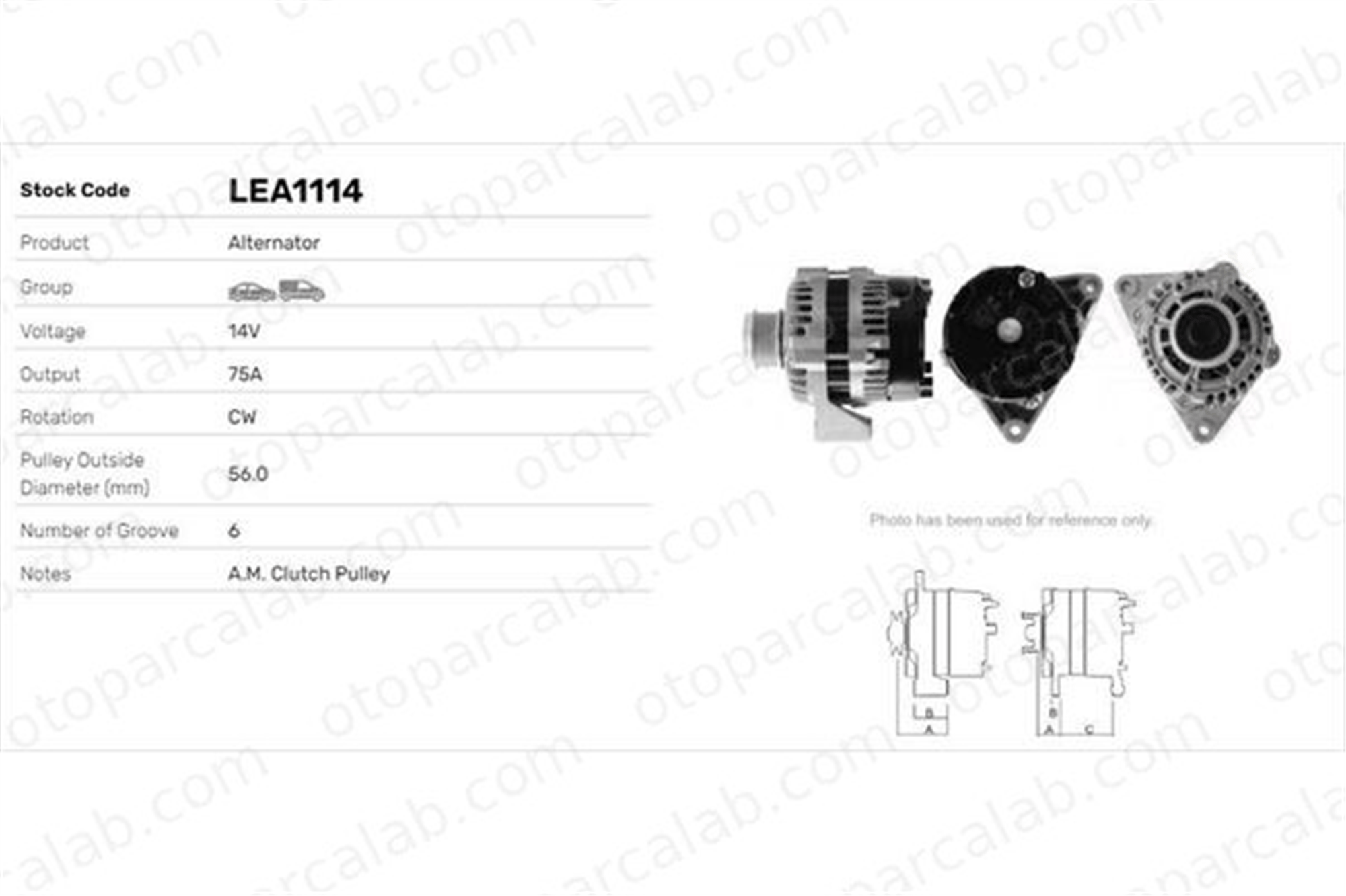 LUCAS ELEKTRIK LEA1114 Alternatör SSANGYONG REXTON / REXTON II 6621545402 A6621545402