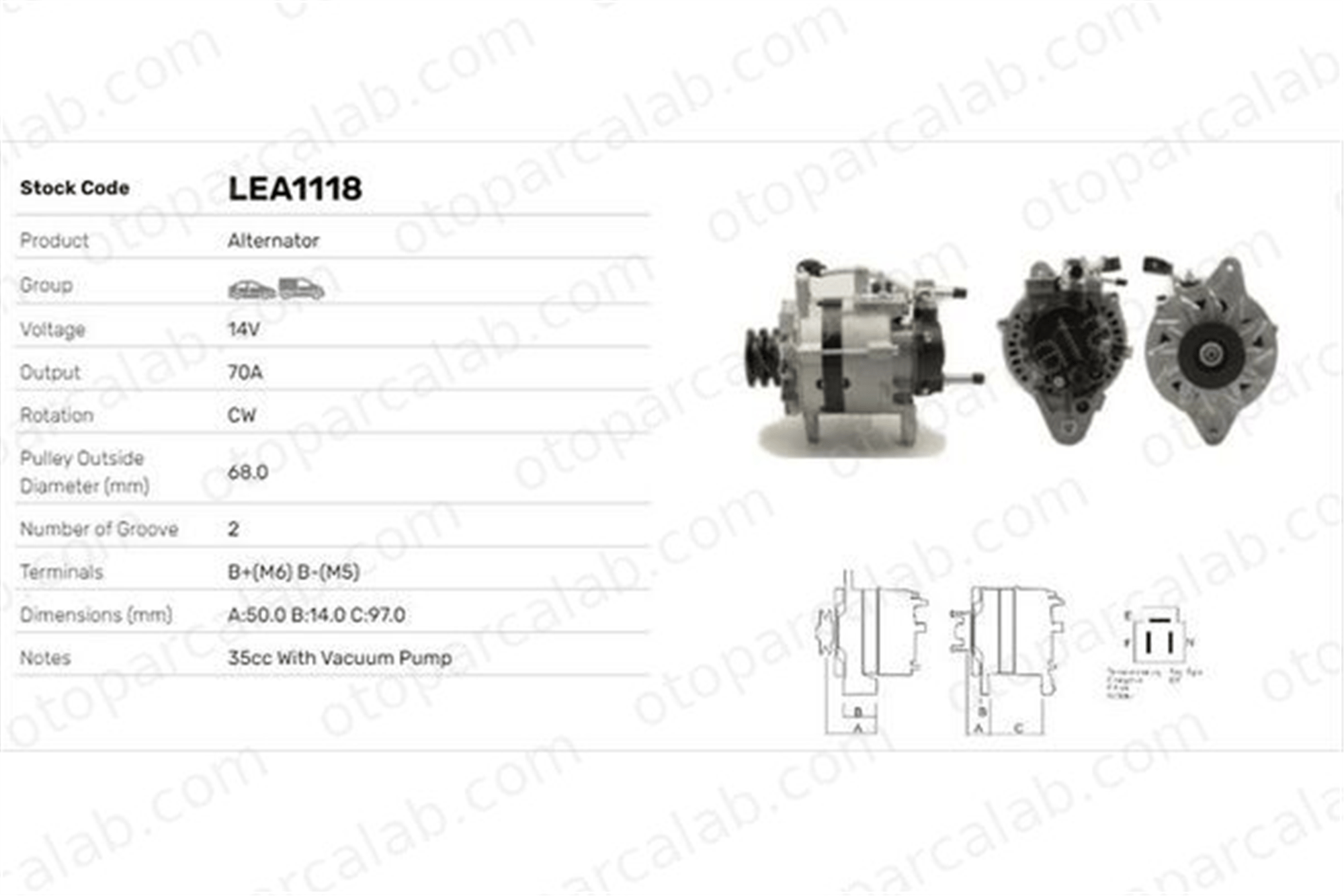 LUCAS ELEKTRIK LEA1118 Alternatör VW TARO TOYOTA HIACE III Minibüs/Otobüs 2702054160 270205416084