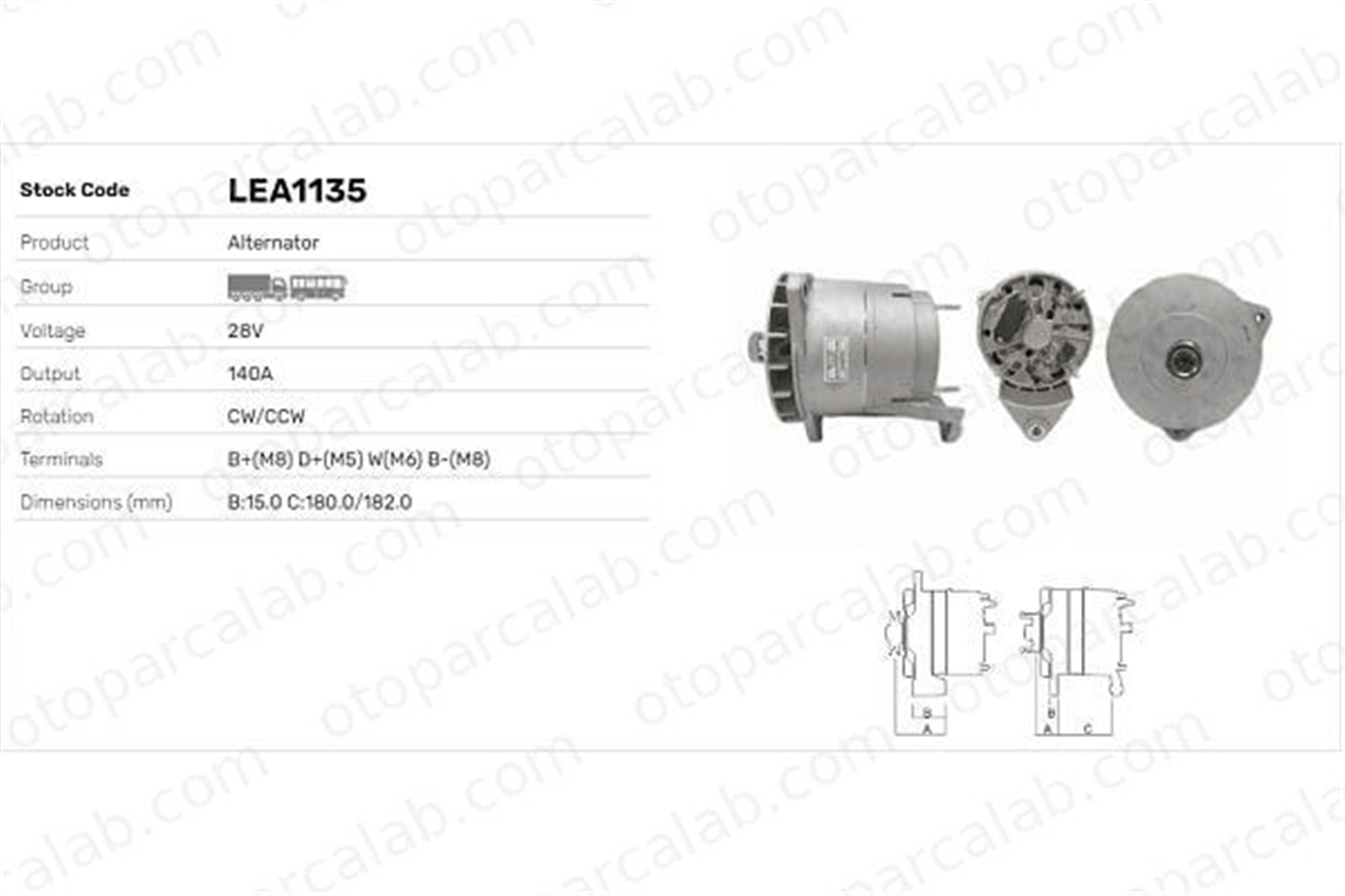 LUCAS ELEKTRIK LEA1135 Alternatör MAN F90 TGS I 365270 1296175