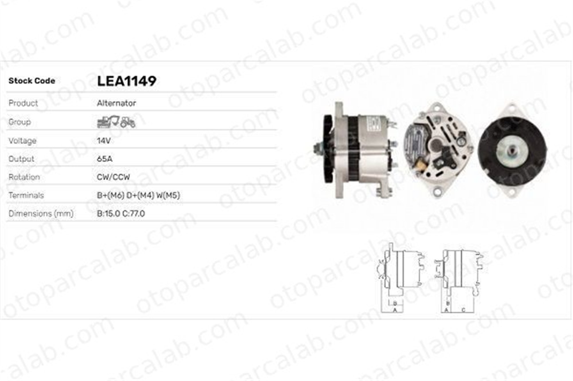 LUCAS ELEKTRIK LEA1149 Alternatör FIAT DUCATO Panorama DUCATO Panelvan/Van 73327994 294395400