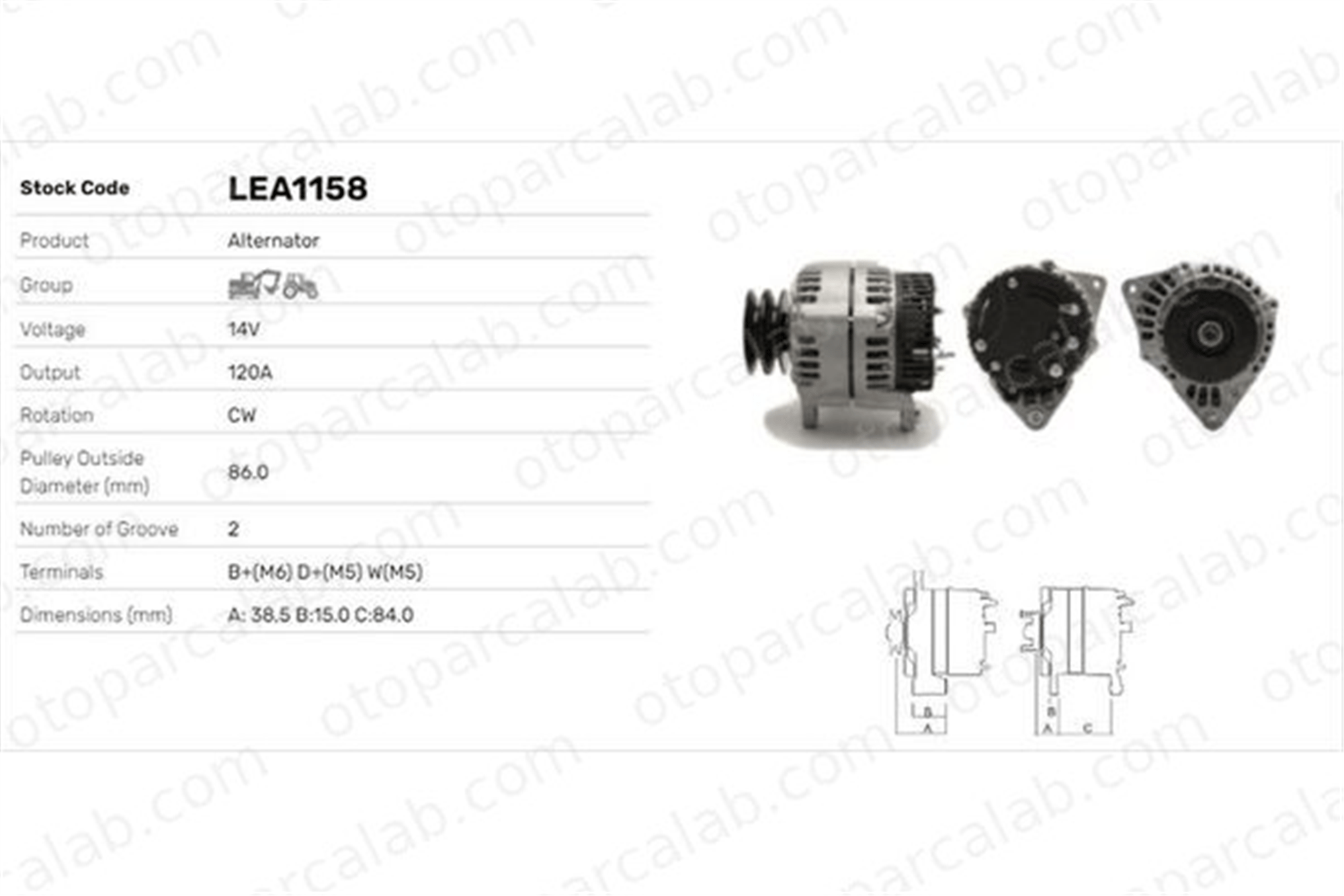 LUCAS ELEKTRIK LEA1158 Alternatör FIAT PANDA PUNTO 103611