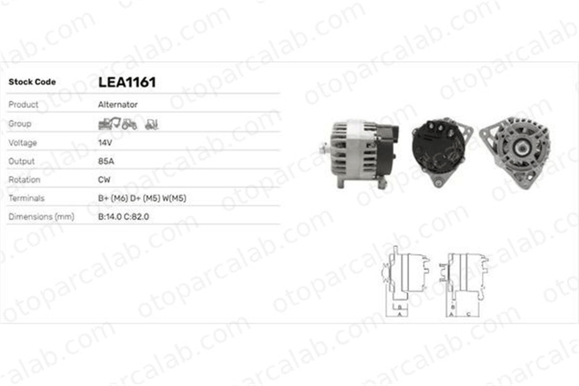 LUCAS ELEKTRIK LEA1161 Alternatör VALTRA T SERIES MCCORMICK F Series YLE10118714 40154714