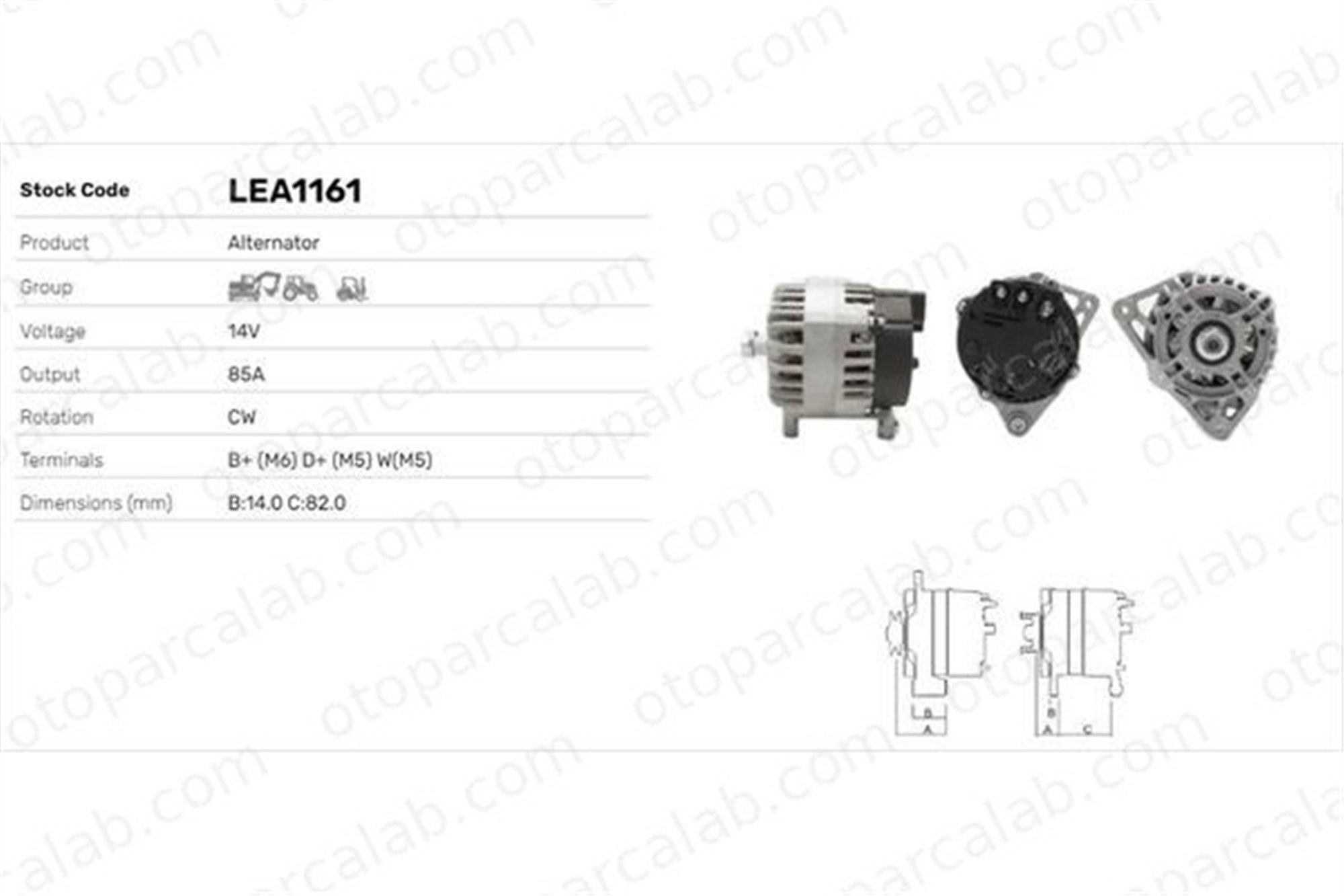 LUCAS ELEKTRIK LEA1161 Alternatör VALTRA T SERIES MCCORMICK F Series YLE10118 40154