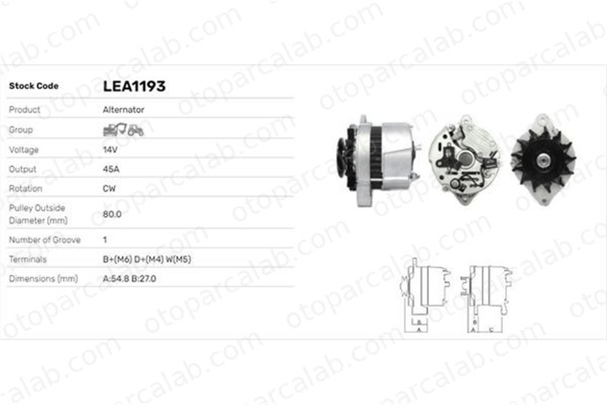 LUCAS ELEKTRIK LEA1193 Alternatör JAGUAR S-TYPE II XJ C000900010040 6005701120