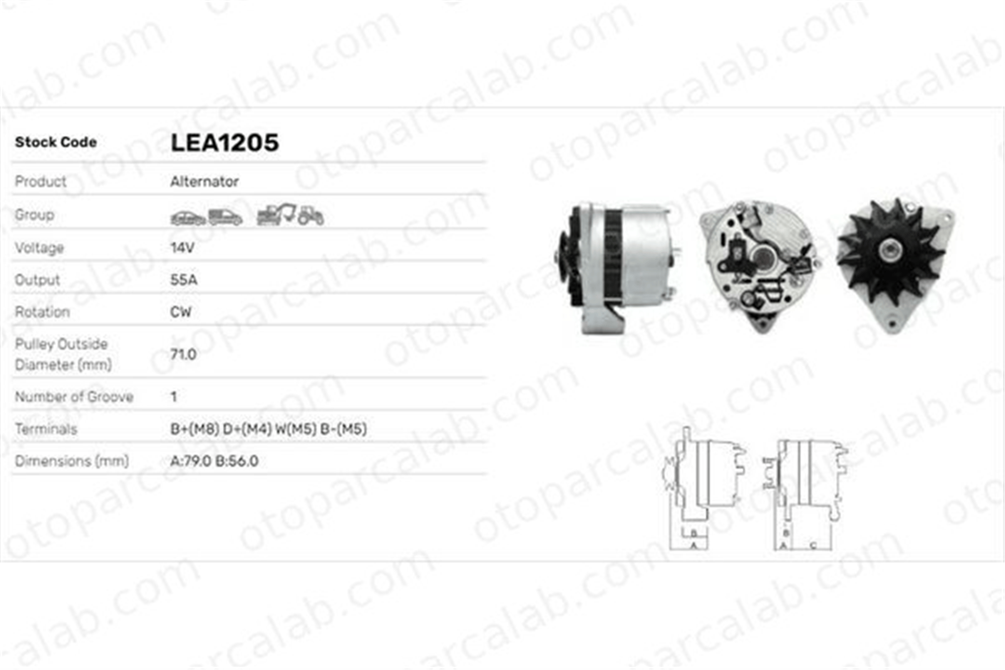 LUCAS ELEKTRIK LEA1205 Alternatör CITROËN AX PEUGEOT 205 II A001T02674 A001T02674D