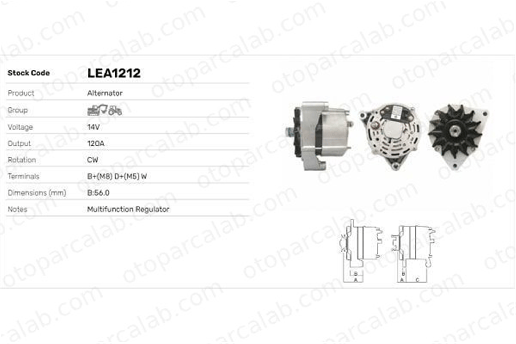 LUCAS ELEKTRIK LEA1212 Alternatör DEUTZ-FAHR AGROTRON DX 1183868 3972863M1