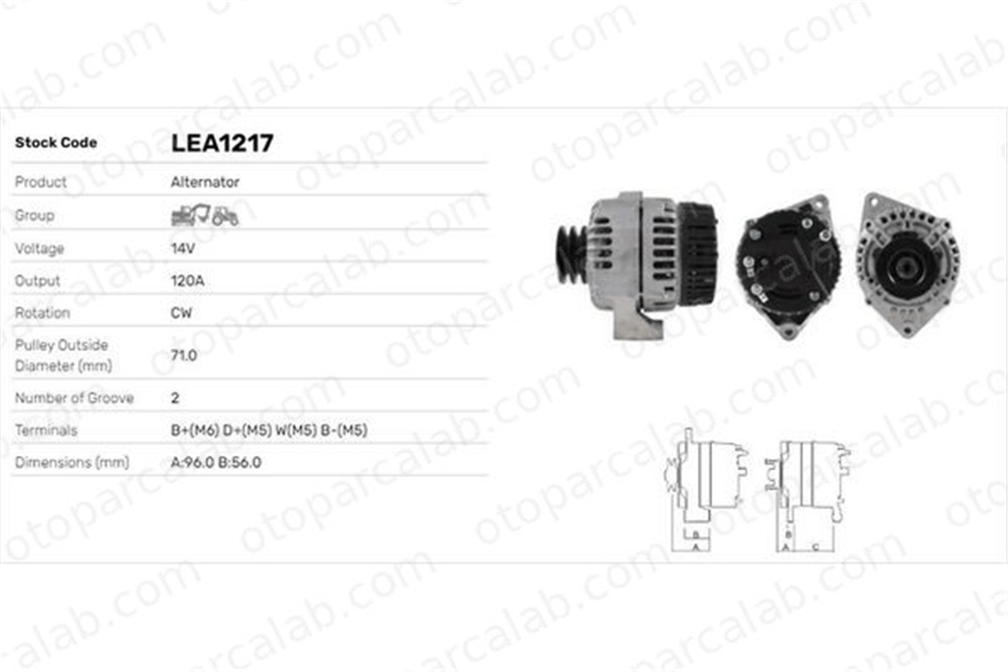 LUCAS ELEKTRIK LEA1217 Alternatör MORGAN PLUS EIGHT NISSAN PRIMERA LEA1217 73327999