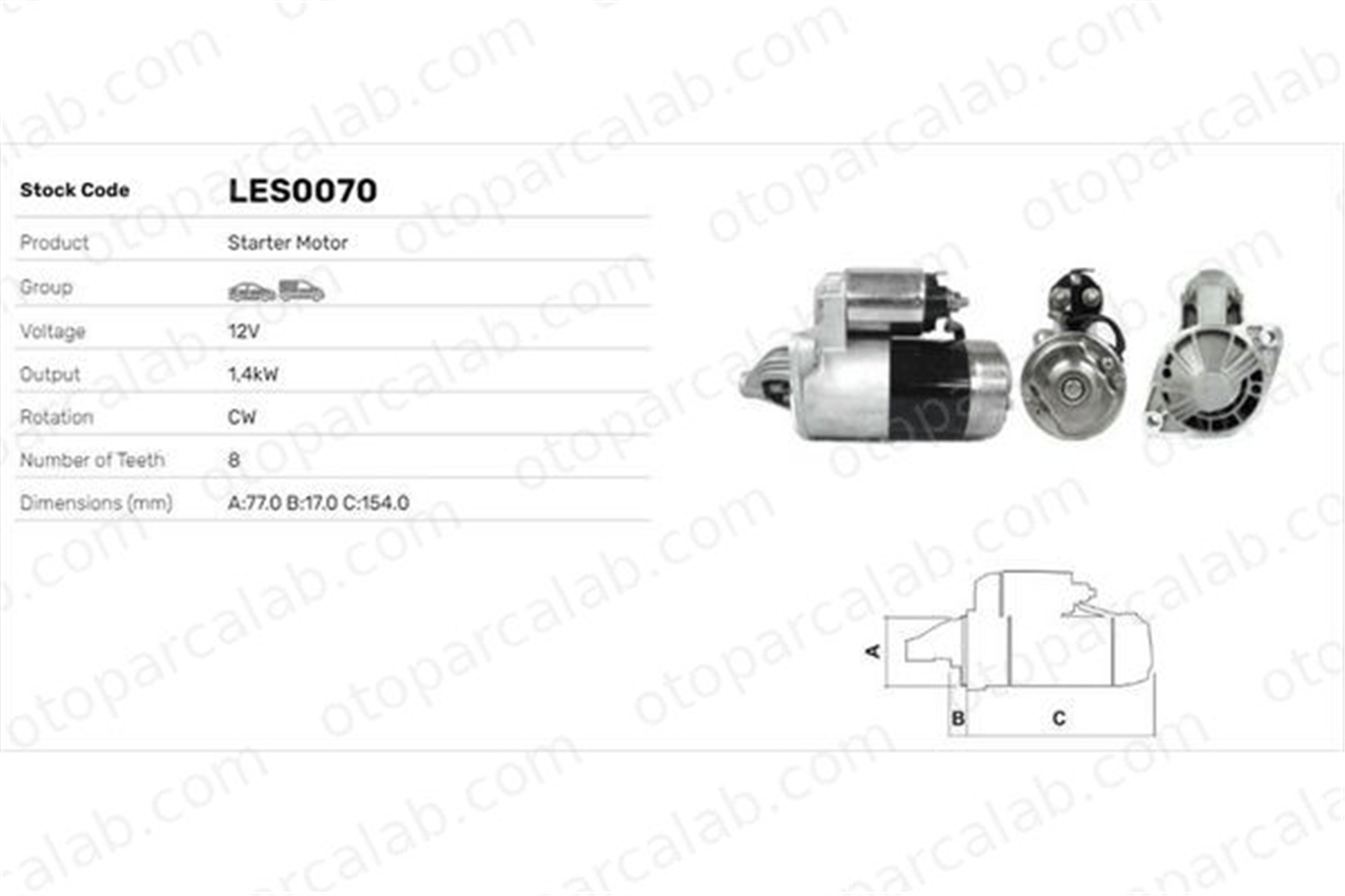 LUCAS ELEKTRIK LES0070 Marş Dinamosu MITSUBISHI SPACE WAGON L 300 III Minibüs/Otobüs 3610032510 3610032520
