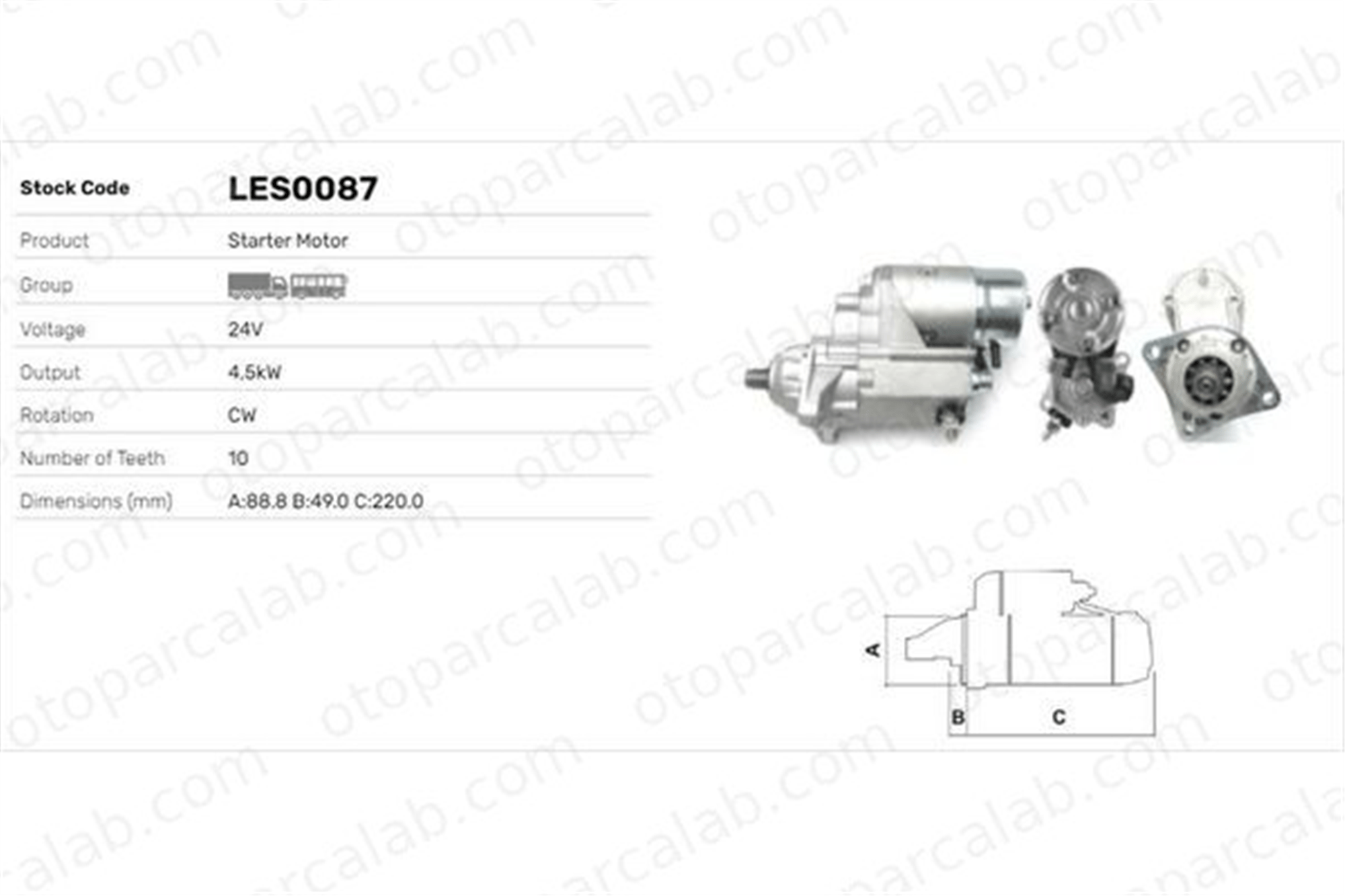 LUCAS ELEKTRIK LES0087 Marş Dinamosu IVECO STRALIS II EUROCARGO V 2280005640 99432760