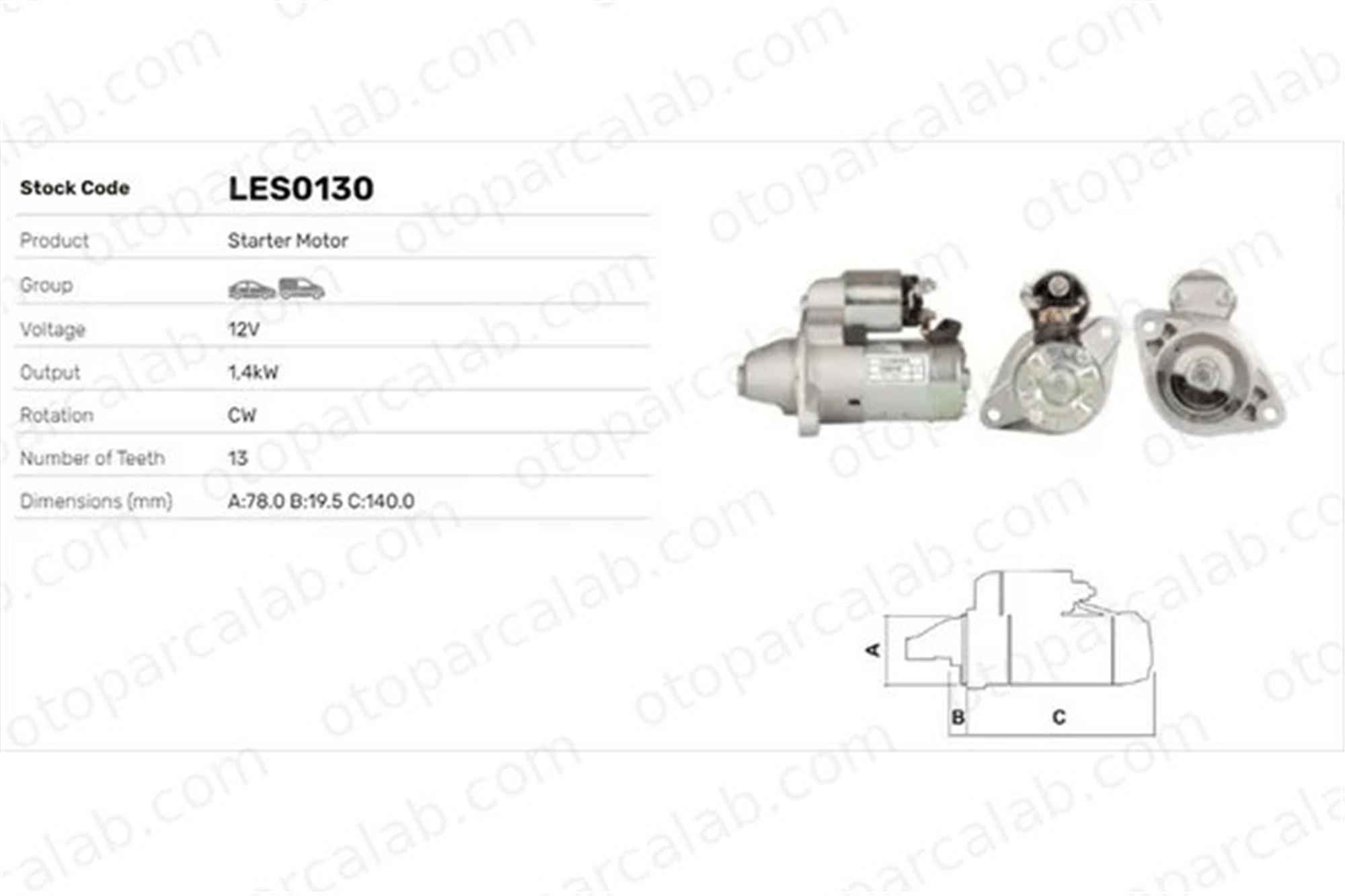 LUCAS ELEKTRIK LES0130 Marş Dinamosu OPEL ASTRA H ASTRA H GTC 6202000 97189118