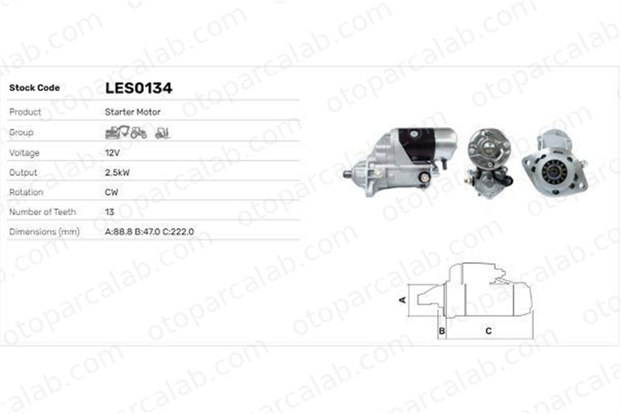 LUCAS ELEKTRIK LES0134 Marş Dinamosu DAIHATSU CUORE V 104452A1 104452A2R