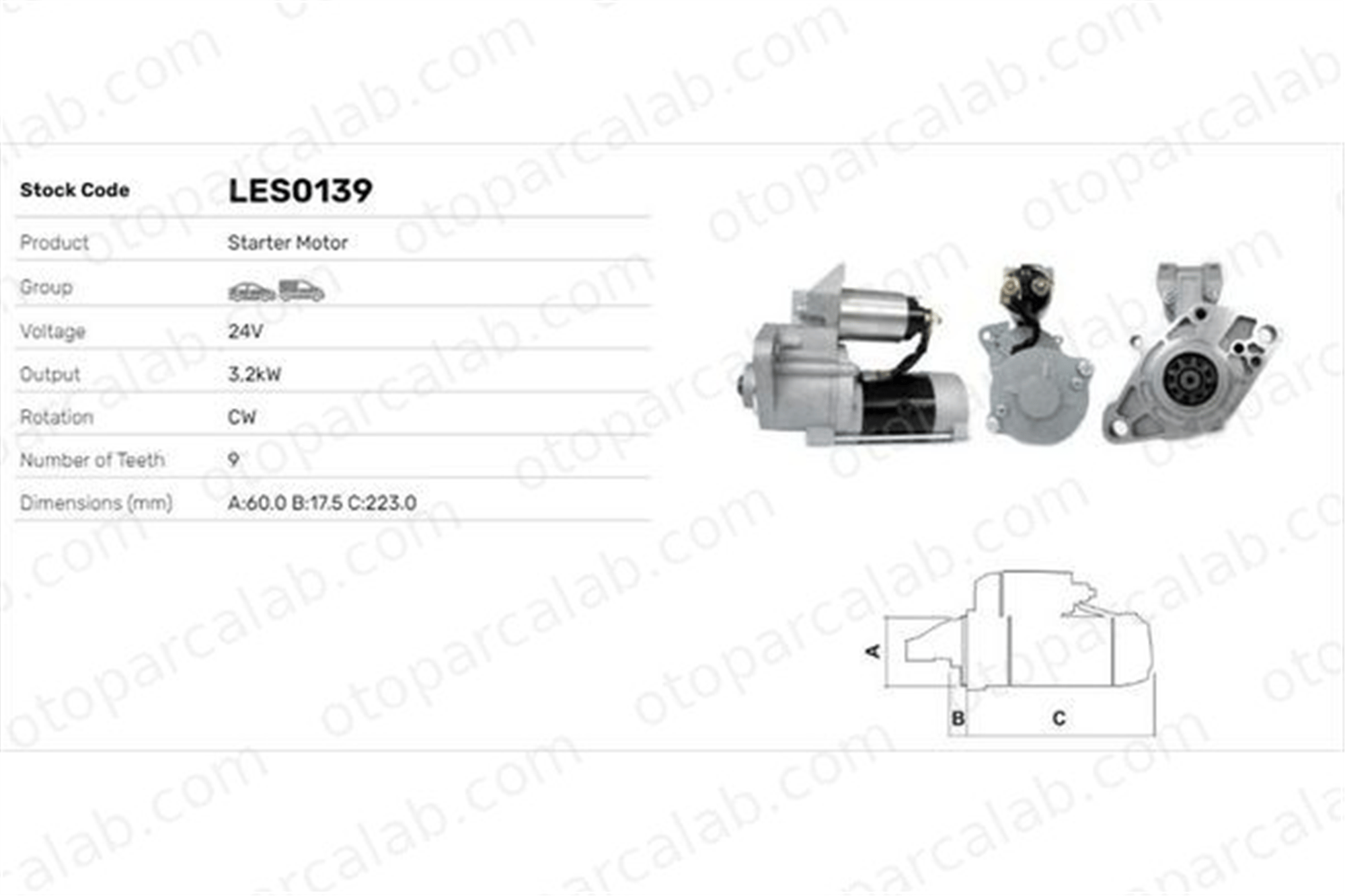 LUCAS ELEKTRIK LES0139 Marş Dinamosu MITSUBISHI PAJERO SPORT I KIA SORENTO I M2T66871 M2T66872