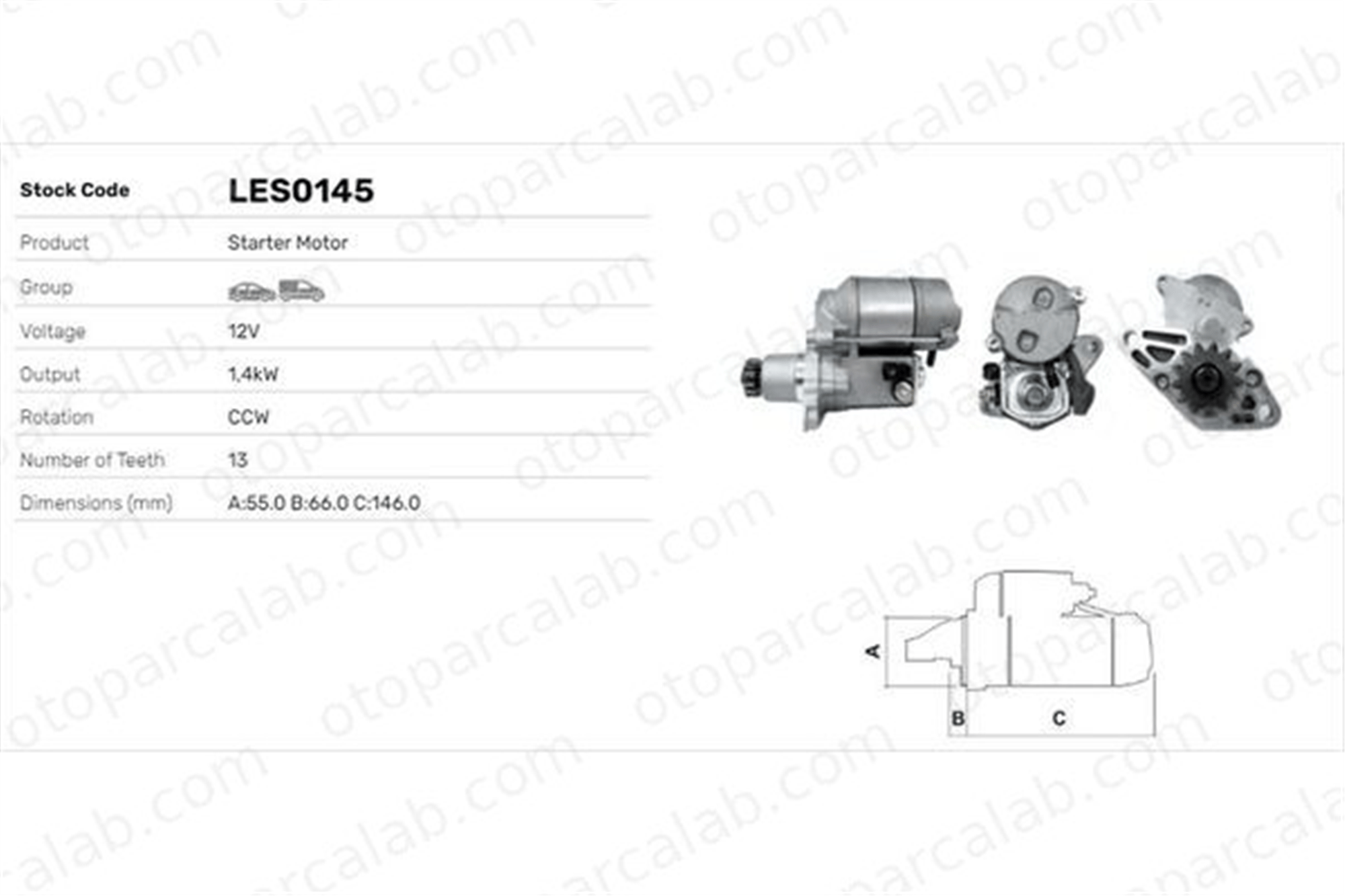 LUCAS ELEKTRIK LES0145 Marş Dinamosu TOYOTA CAMRY CAMRY Station wagon 2810003010 2810003030